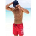 s.oliver red label beachwear zwemshort met logoprint en contrastkleurige details rood