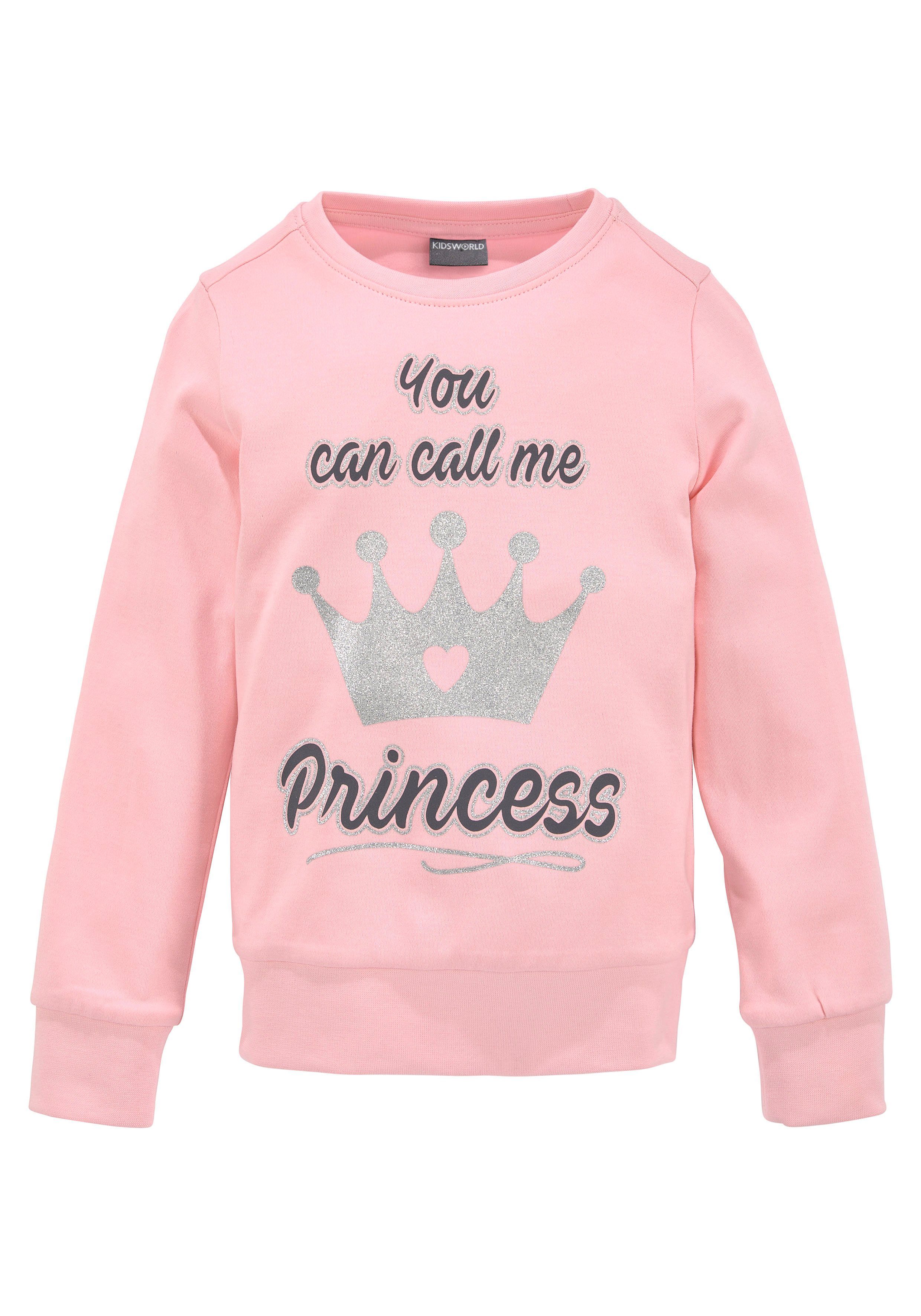 KIDSWORLD Shirt met lange mouwen YOU CAN CALL ME PRINCESS Lange mouwen, basic pasvorm, bedrukt, ronde hals