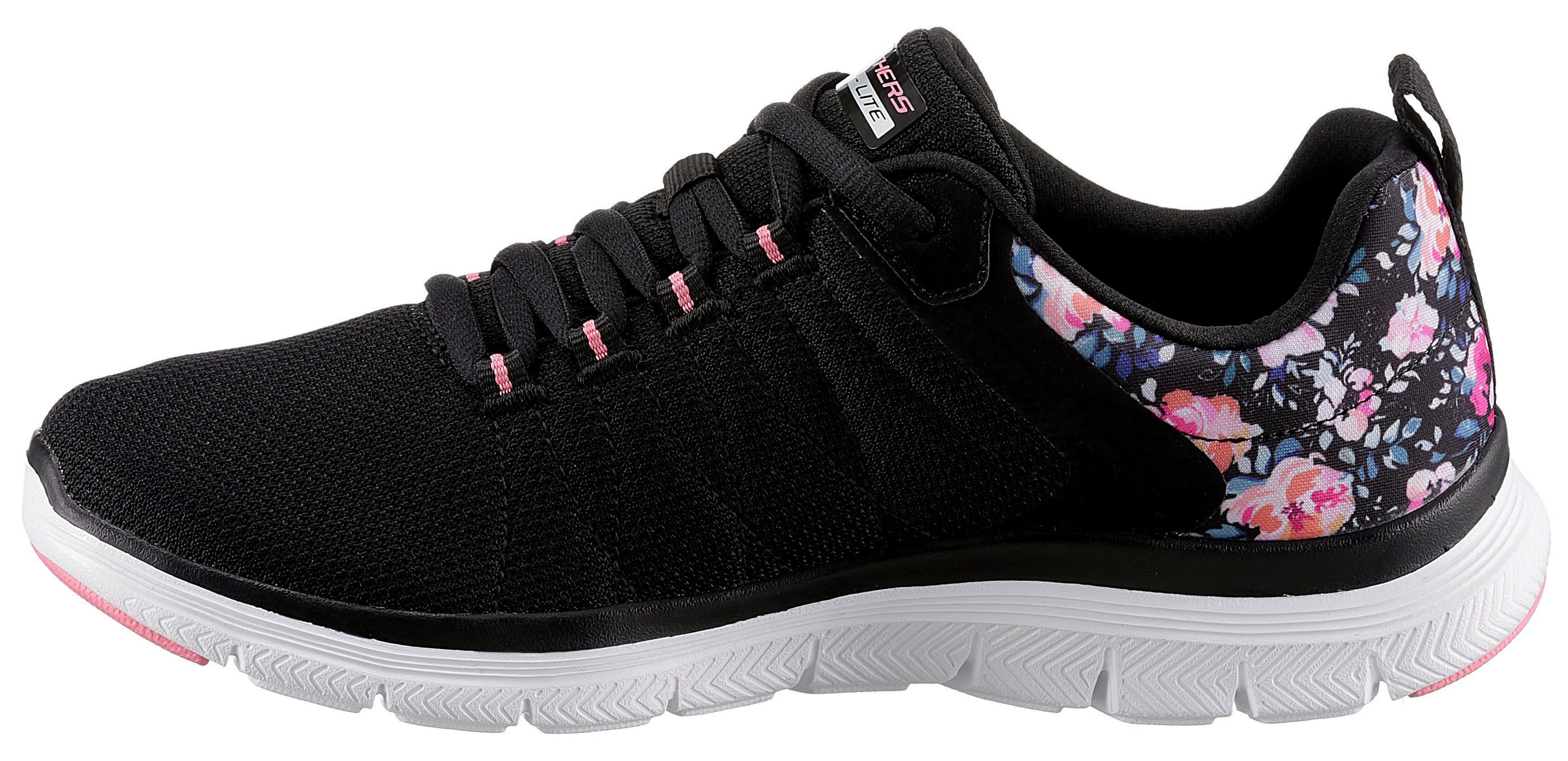 Skechers Sneakers FLEX APPEAL 4.0 LET IT BLOSSOM met bloeiprint op de hiel, vrijetijdsschoen, lage schoen, veterschoen