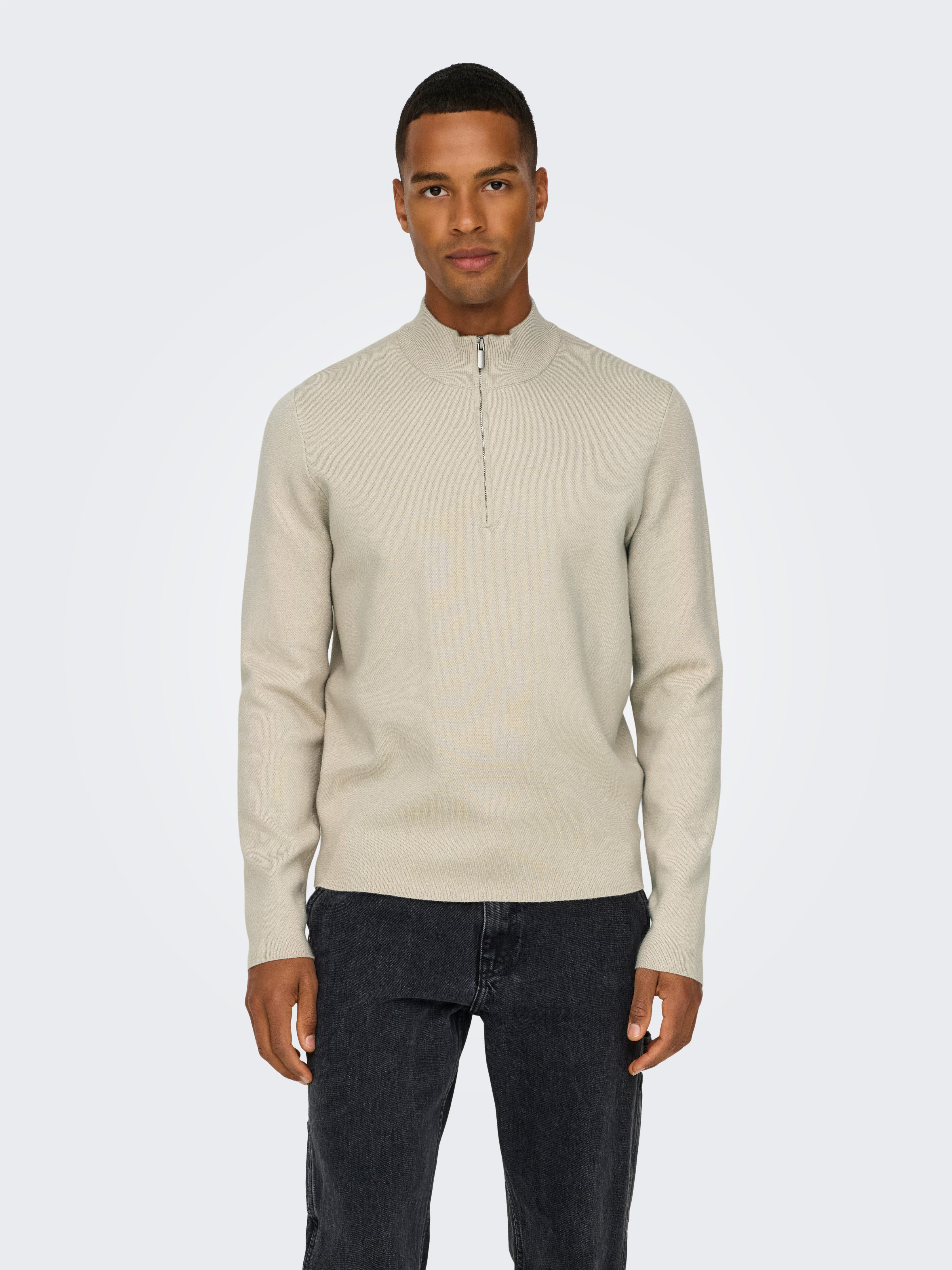 ONLY & SONS Schipperstrui ONSCOOPER REG 12 HALF ZIP HIGH NECK KNIT