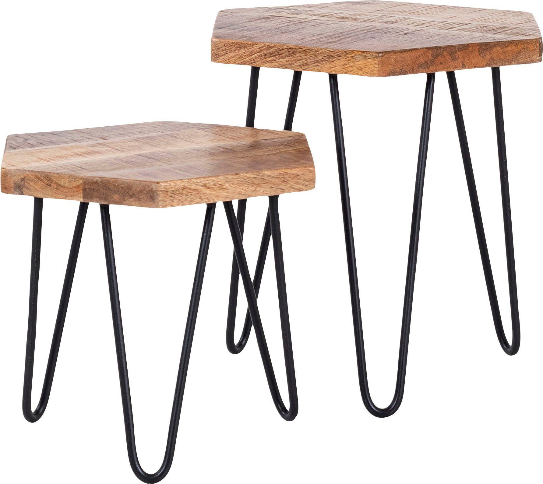 byLIVING Bijzettafel Elea van massief hout, bestaand uit 2 tafels