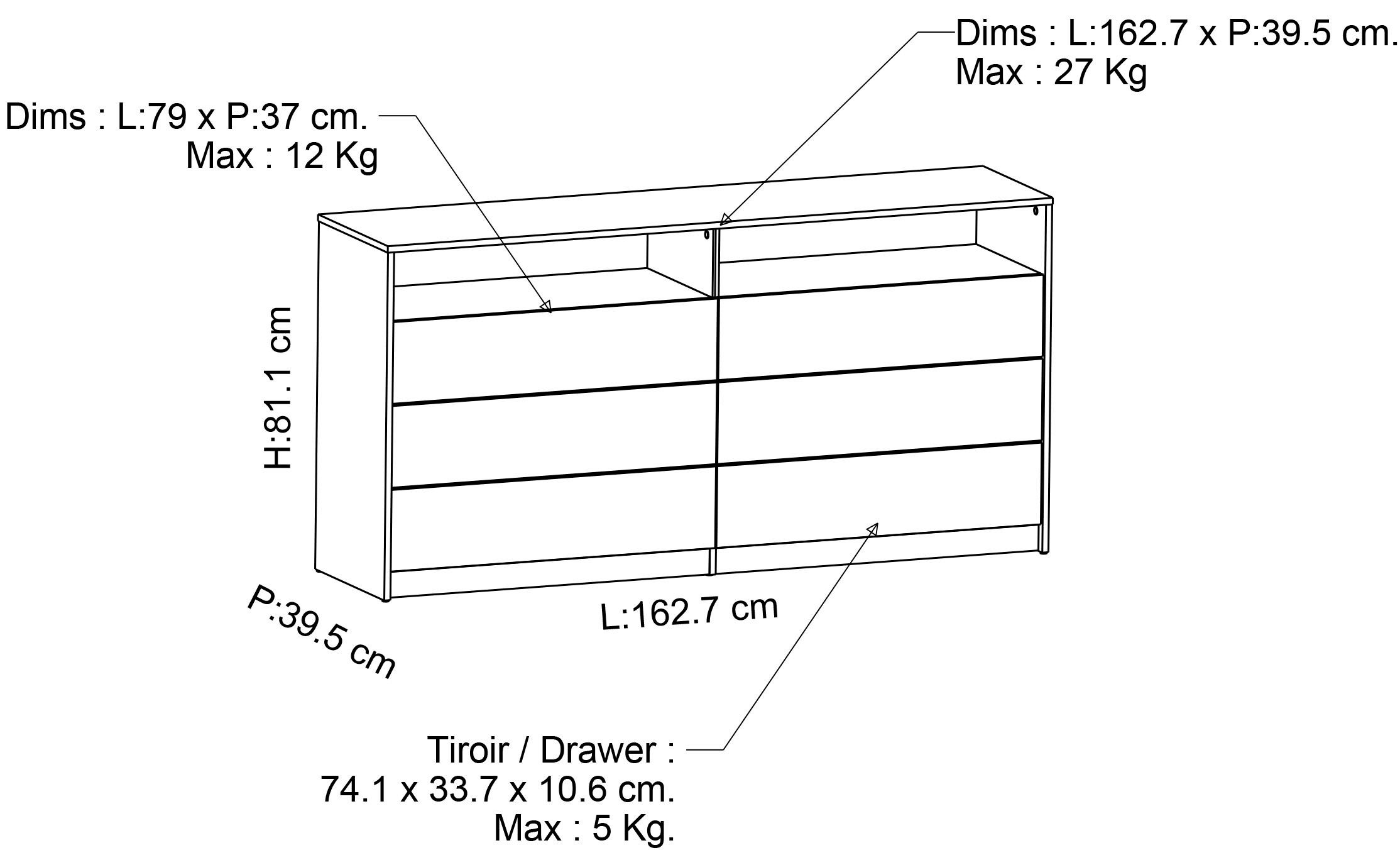 Demeyere GROUP Kast Meubles Watson Commode met 6 lades 2 planken