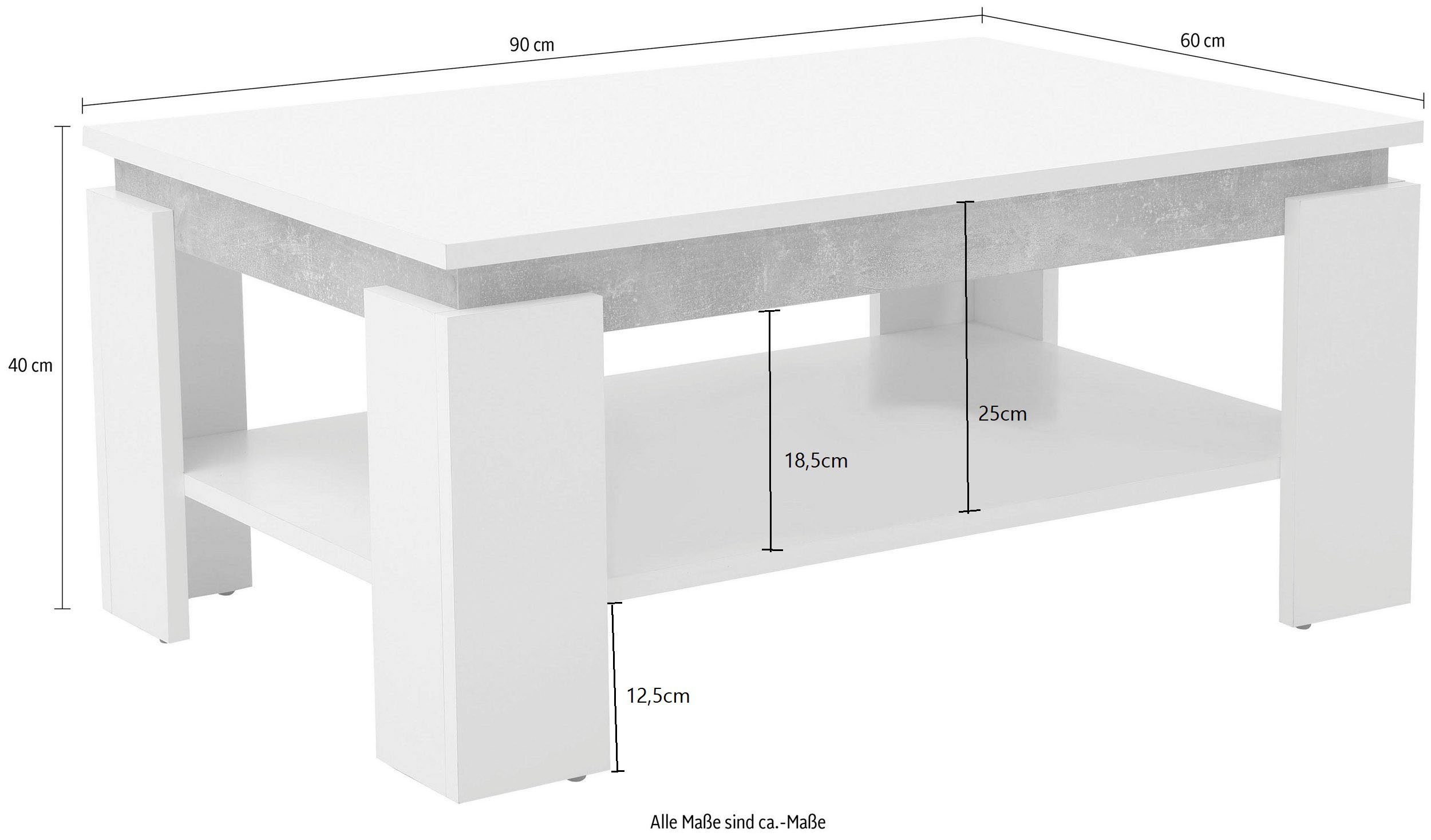 HELA Salontafel TIM met plank, vierkant of rechthoekig