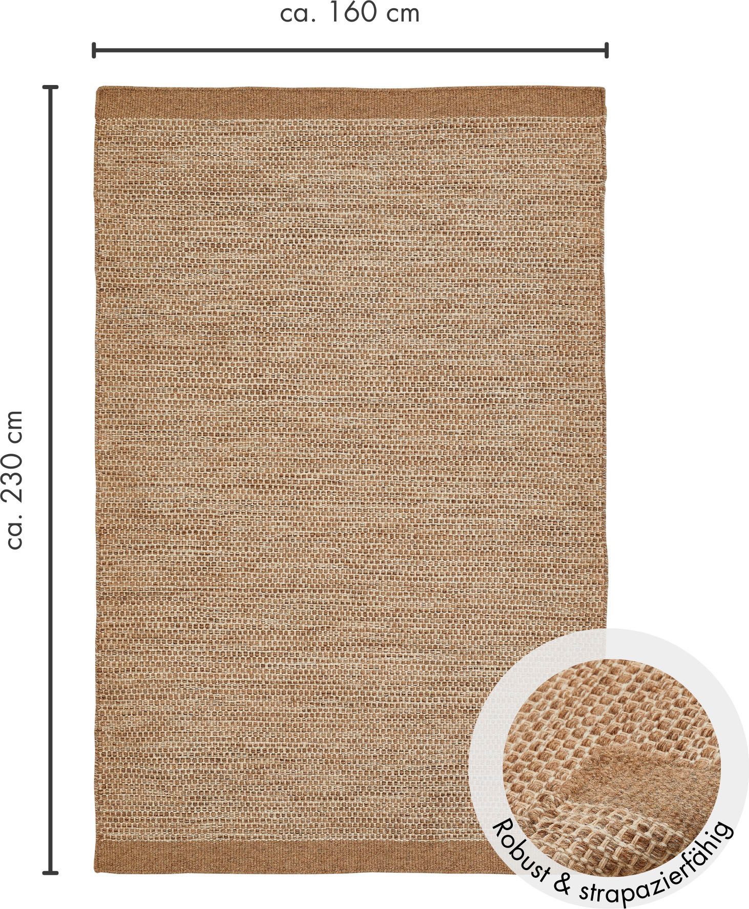 LUXOR living Wollen kleed Visby Handgeweven vloerkleed, platweefsel, met de hand geweven, zuivere wol