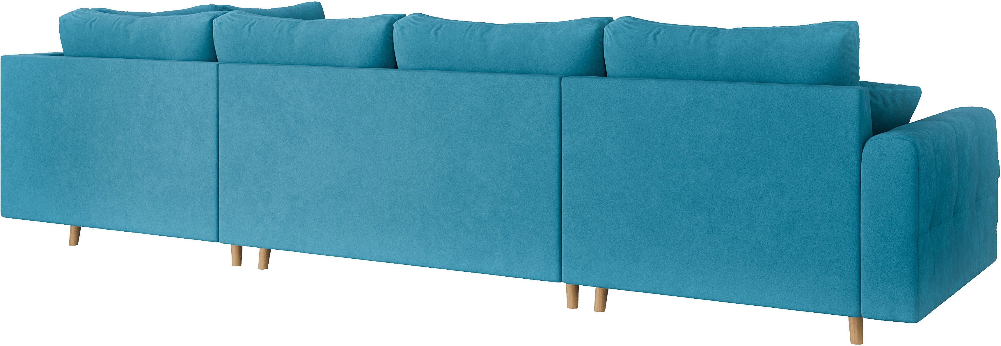 Home affaire Zithoek CHARRE U-vorm met ottomane, afmetingen B/D/H: 310/161/81 cm fijne stiksels, losse rug- en sierkussens, ook in cord en bouclé