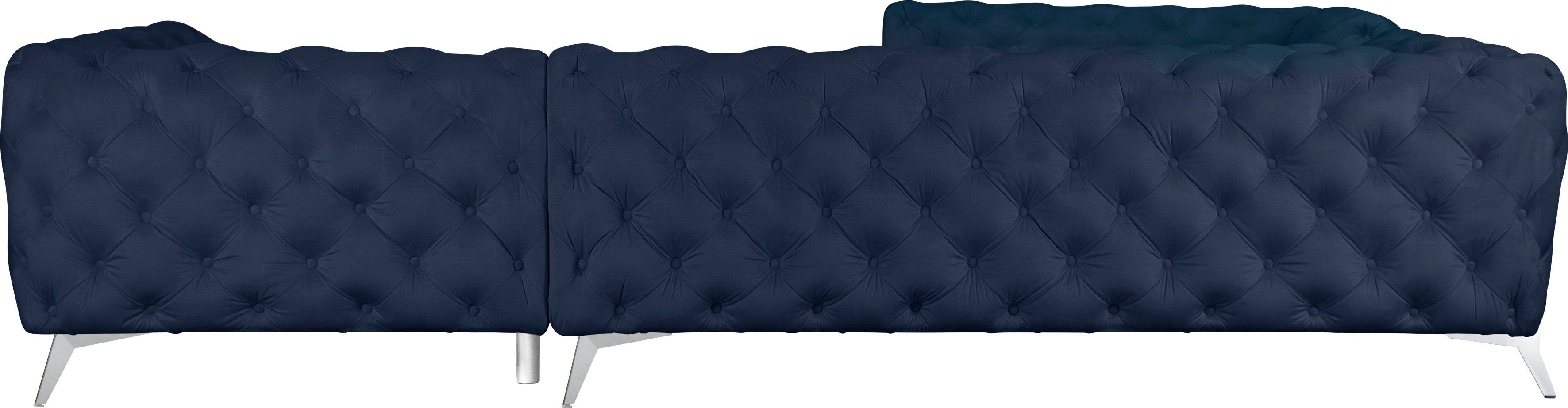 Leonique Chesterfield-bank Amaury L-vorm grote hoekbank, chesterfield-look, breedte 323 cm, kleur van de poten ter keuze