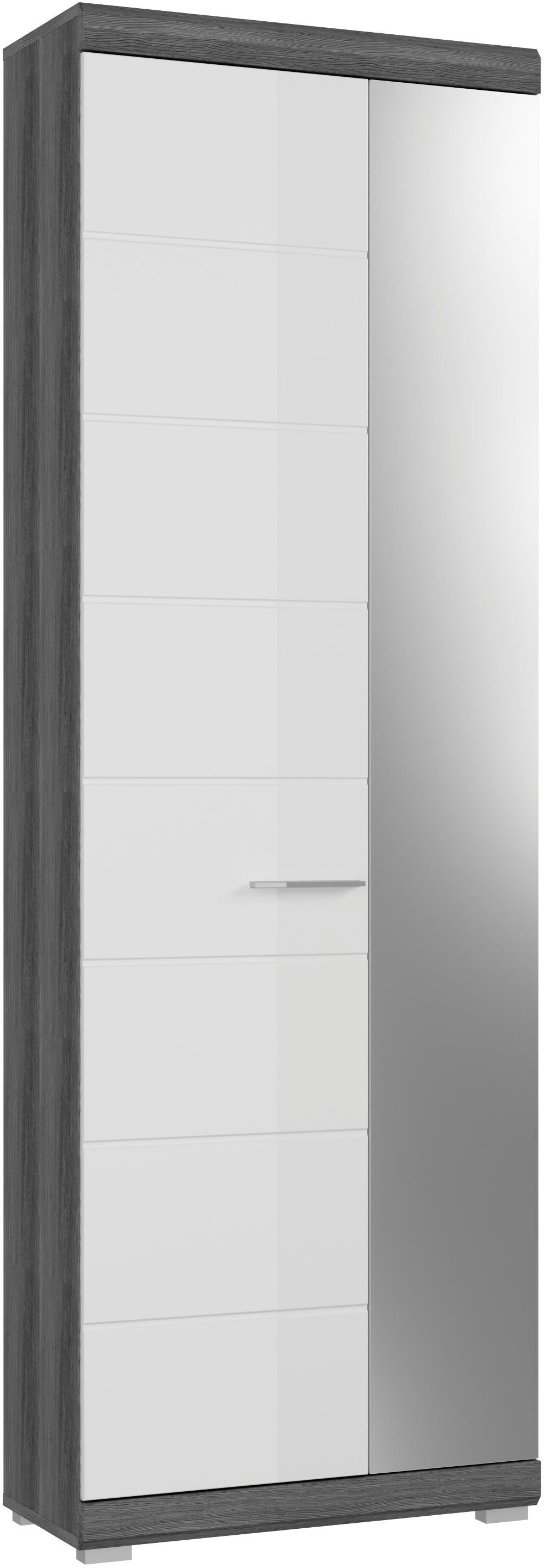 INOSIGN Kledingkast Siena, Hoogte 197 cm, 2 Deuren, 4 Planken, uitschuifbare kledingstang garderobekasten zilver