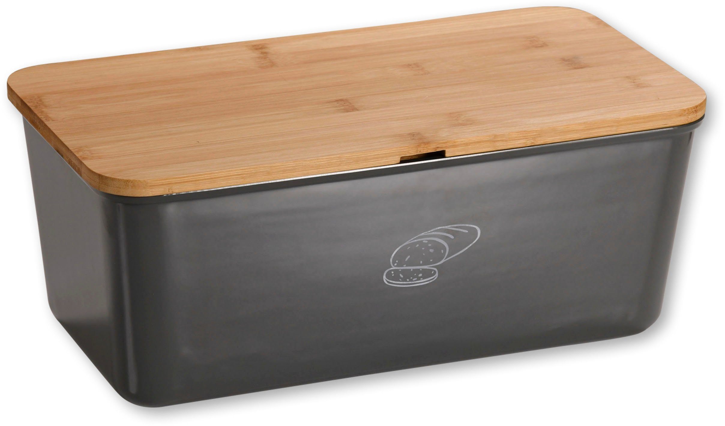KESPER for kitchen & home Broodtrommel Brooddoos met bamboedeksel met afneembare deksel met snijoppervlak (2-delig) accessoires beige