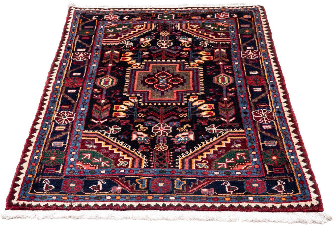 morgenland Wollen kleed Hosseinabad medaillon Blu scuro 122 x 83 cm Handgeknoopt