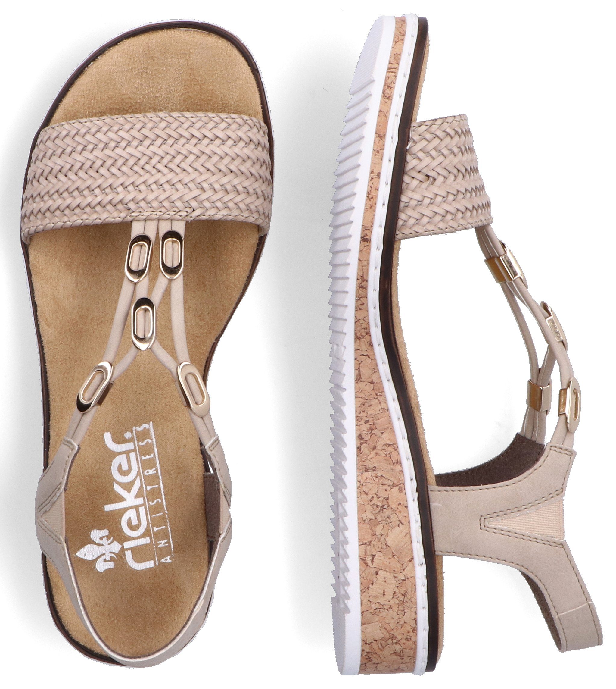 Rieker Sandalen zomerschoen, sandaal, sleehak, in gevlochten look