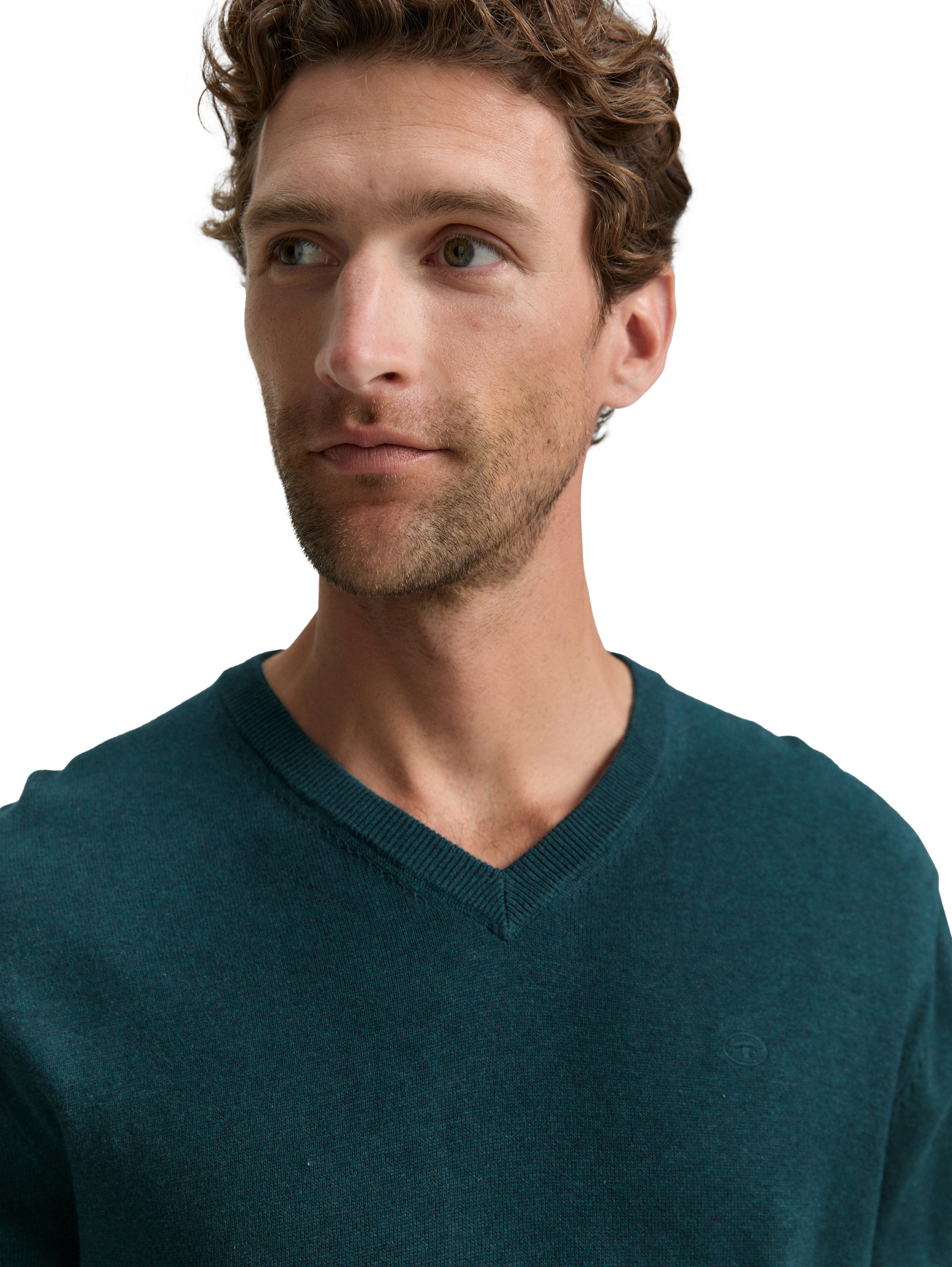 Tom Tailor Trui met V-hals met klein logoborduursel