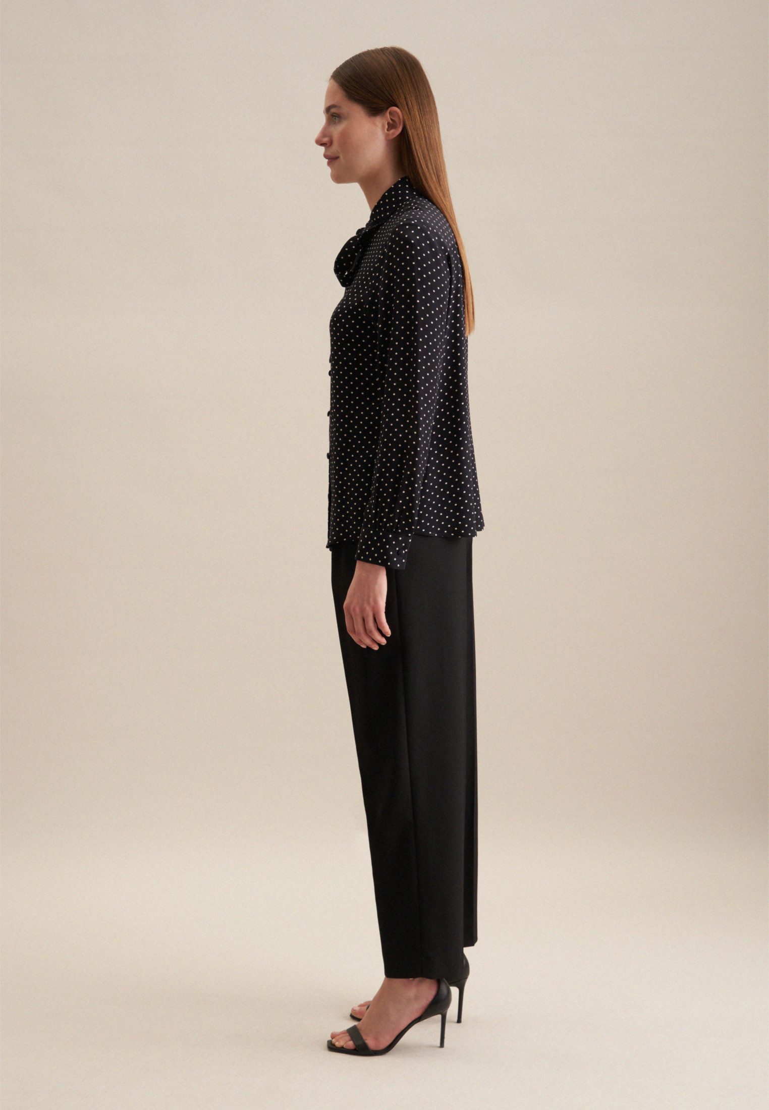 seidensticker Blouse met kraagstrik Lange mouwen kraag stippen