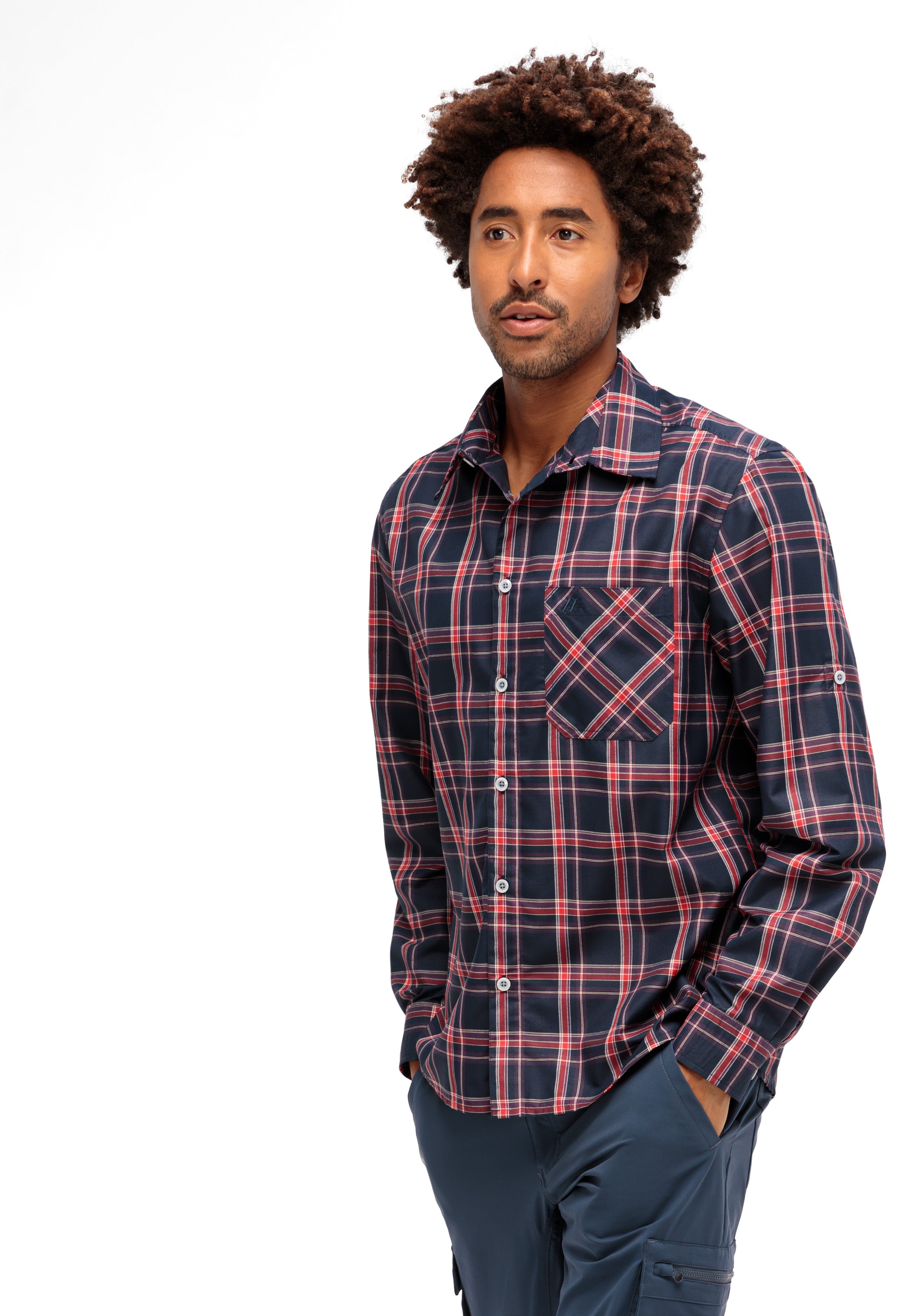 Maier Sports Functioneel shirt Claas Heren overhemd langarm geruit overhemd voor outdoor en vrije tijd