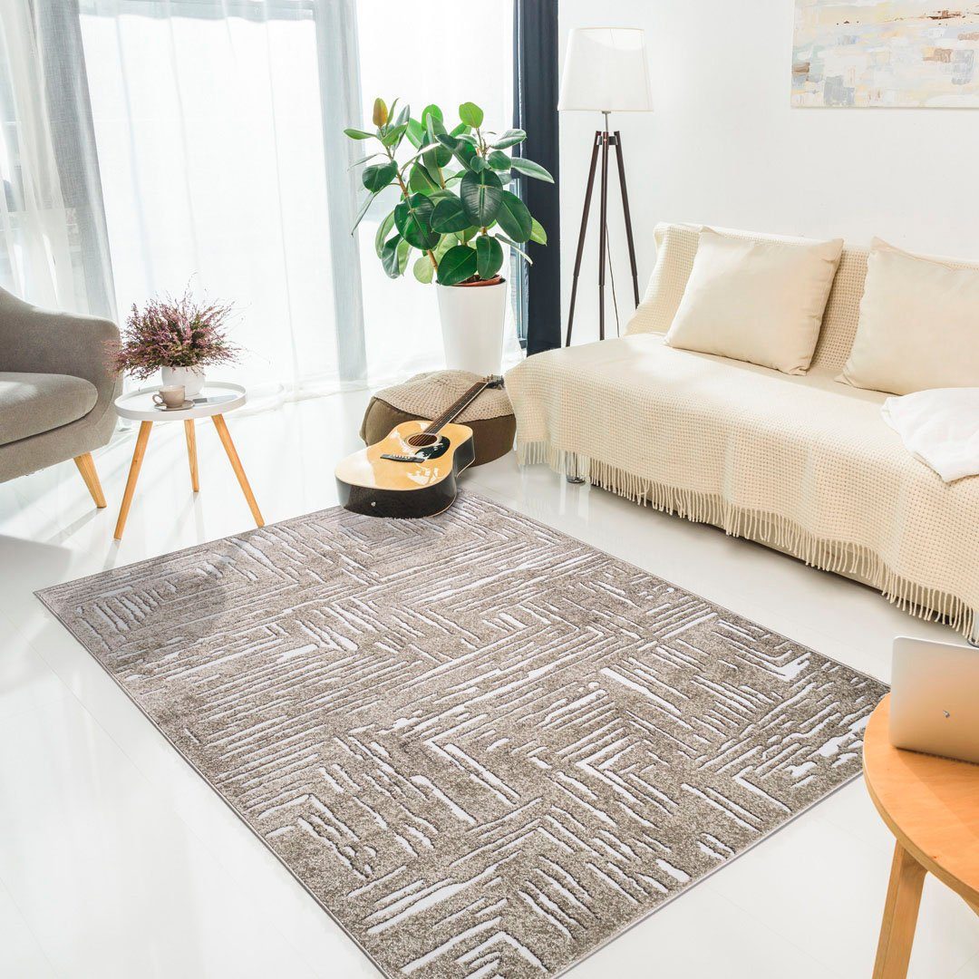 my home Vloerkleed Navid Kortpolig, hoog-laag structuur, 3D-ontwerp, modern, onderhoudsvriendelijk