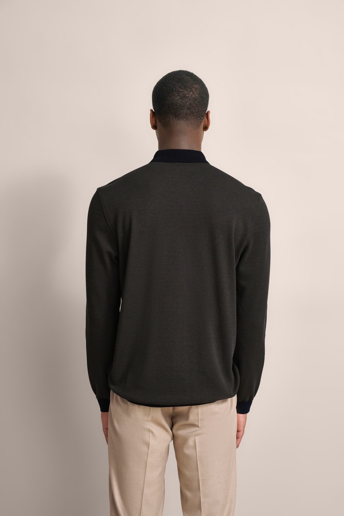 Bugatti Poloshirt met lange mouwen met structuurkraag