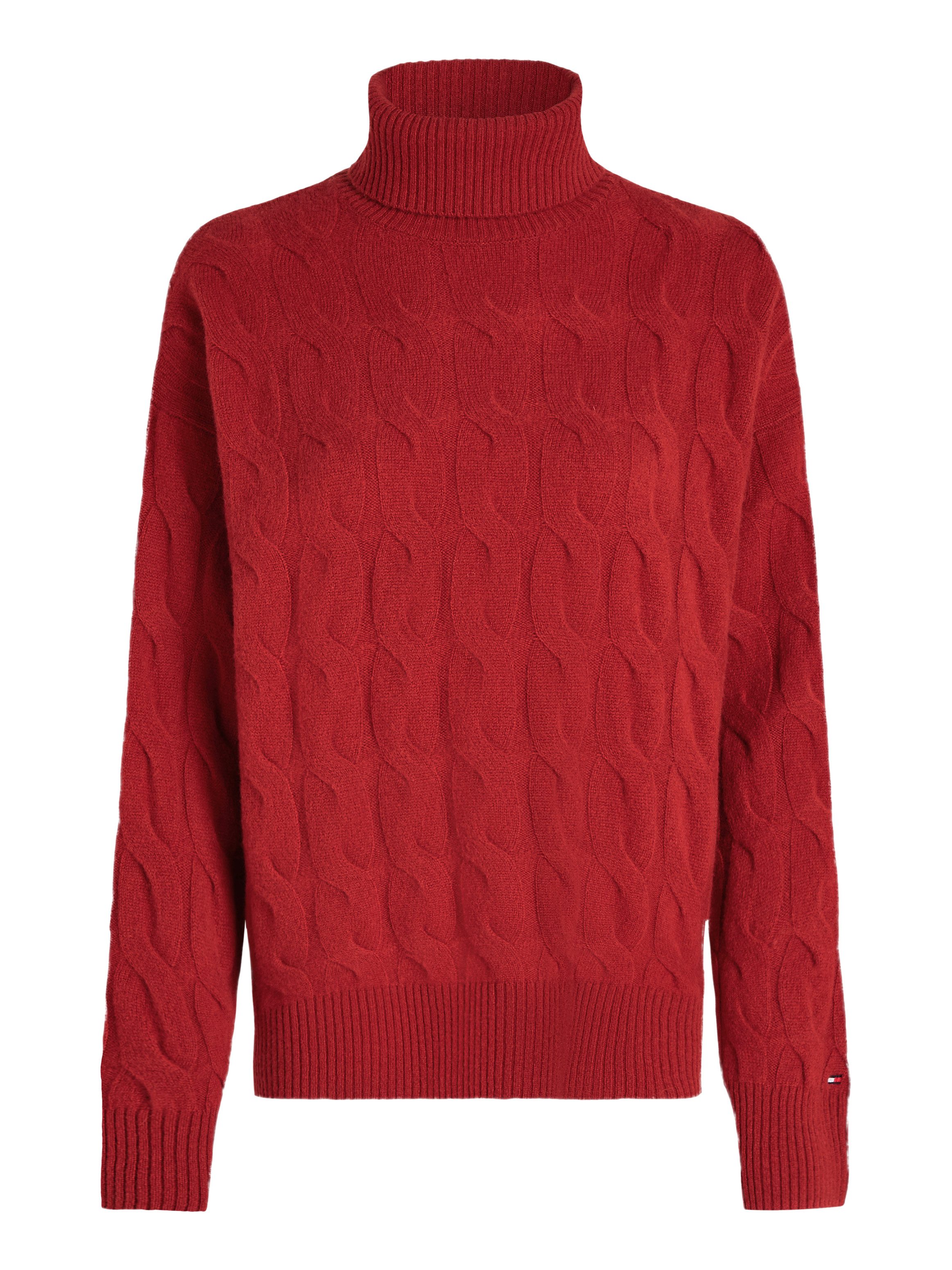 Tommy Hilfiger Curve Coltrui CRV SOFT WOOL C Sweater in grote maten met logoborduring op de mouw van 100% wol