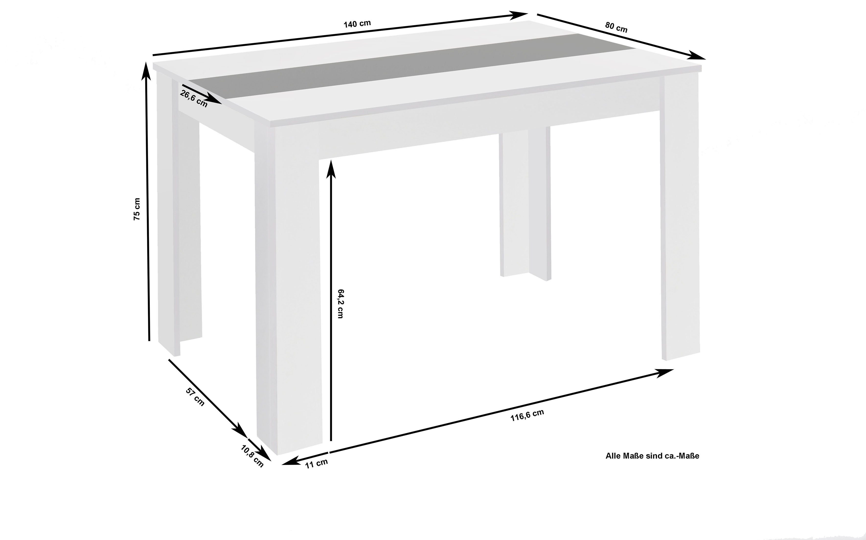 byLIVING Eettafel Nori Breedte 120, 140 of 160 cm, middelste blad keerbaar
