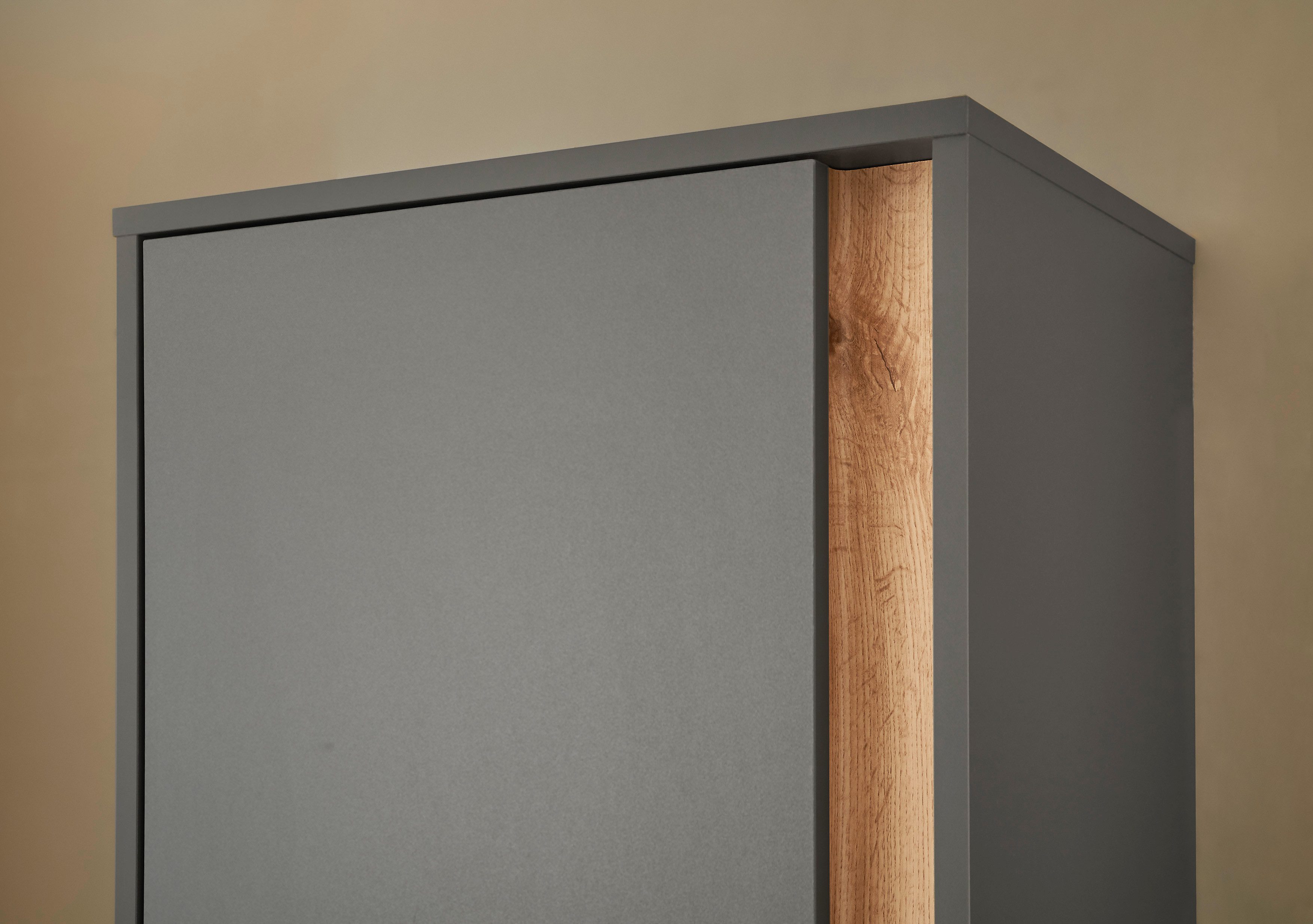 INOSIGN Halmeubelset GIRON/ CiTY, Garderobe in Wotan Eik, moderne garderobekast bevat kast, commode, spiegel, paneel & schoenenbank + zitkussen (complete set, 5-delig)