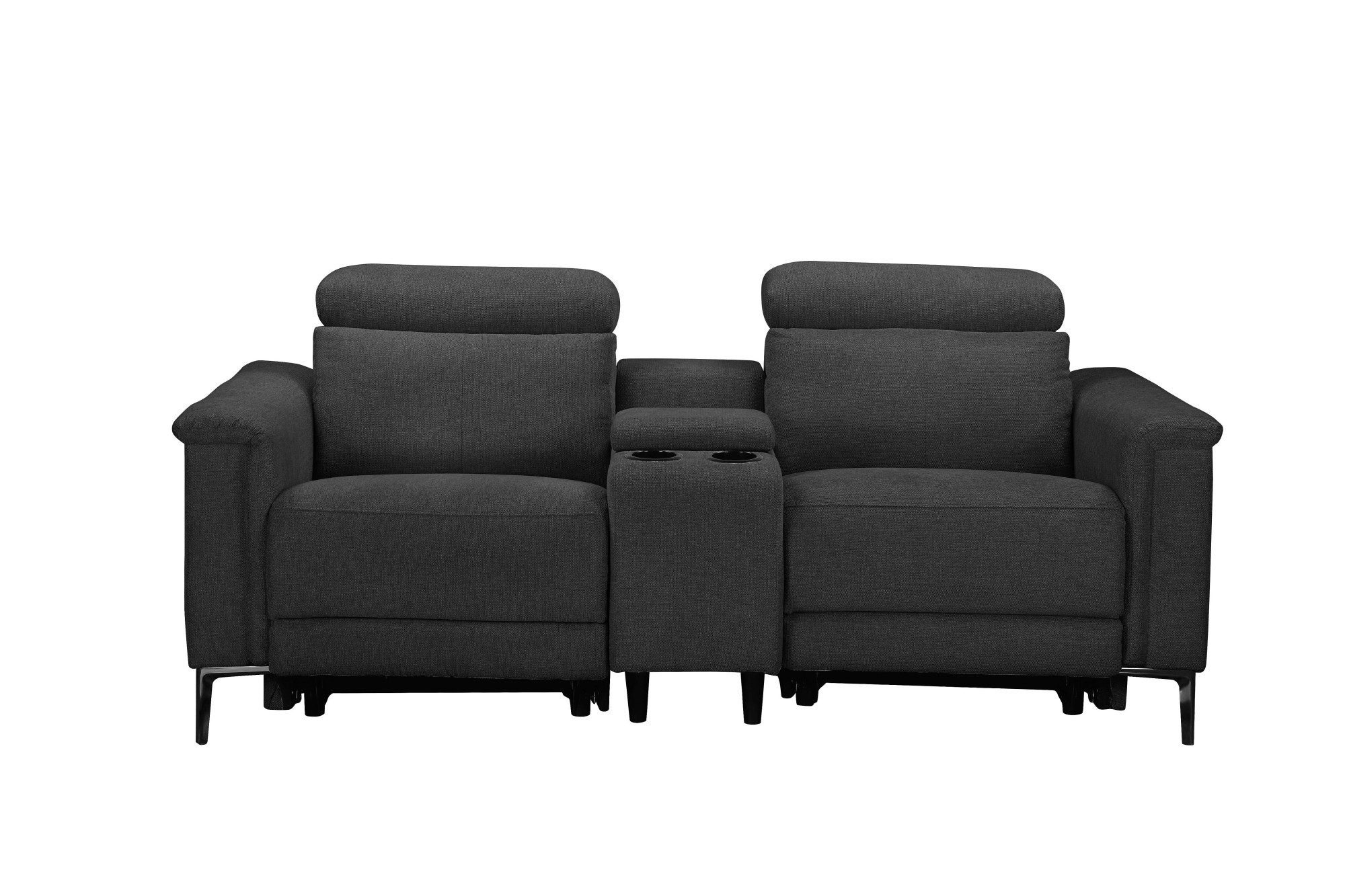Places of Style 2-zitsbank Lund, 2-zits bioscoopbank, tv-fauteuil, multimedia-sofa, USB-A met elektrische of handmatige relaxfunctie, bekerhouder en opbergruimte