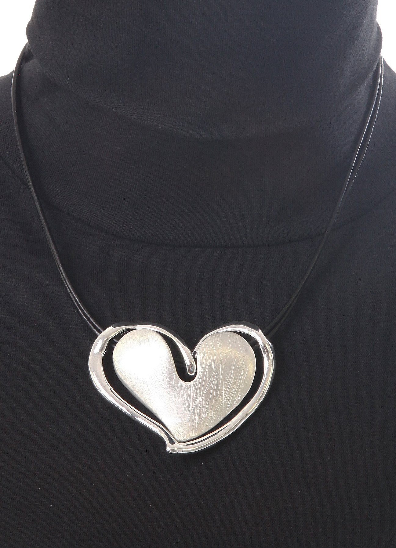 Firetti Ketting met hanger Hart, tweerijige ketting, mat, glanzend