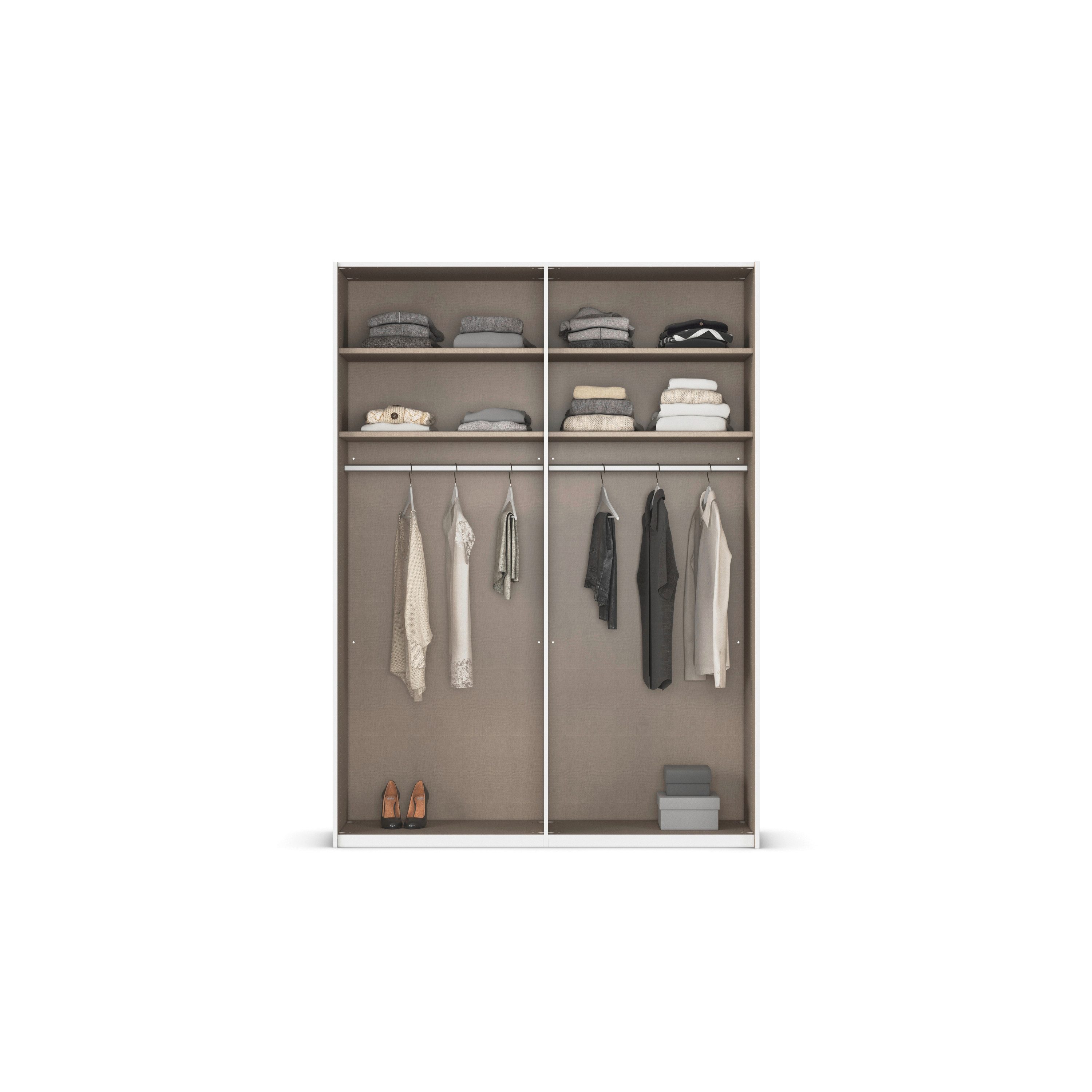 rauch Schuifdeurkast Kledingkast Kast Garderobe Slaapkamerkast EVELYN in elegante stijl, in 5 breedtes, handgrepen in corpuskleur made in germany