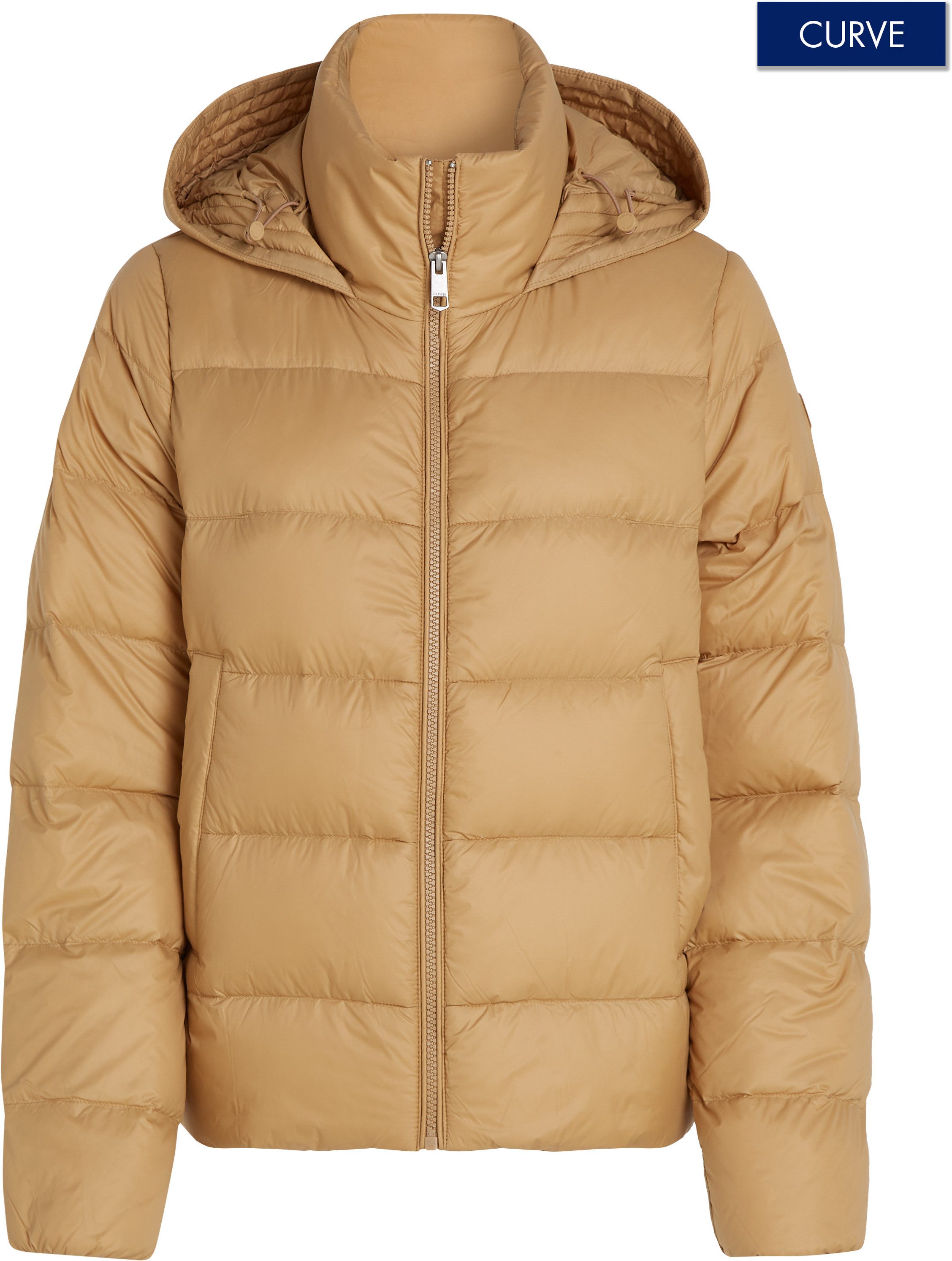 Tommy Hilfiger Curve Gewatteerde jas CRV CASUAL LW DOWN HOOD JACKET in grote maten, met capuchon, staande...