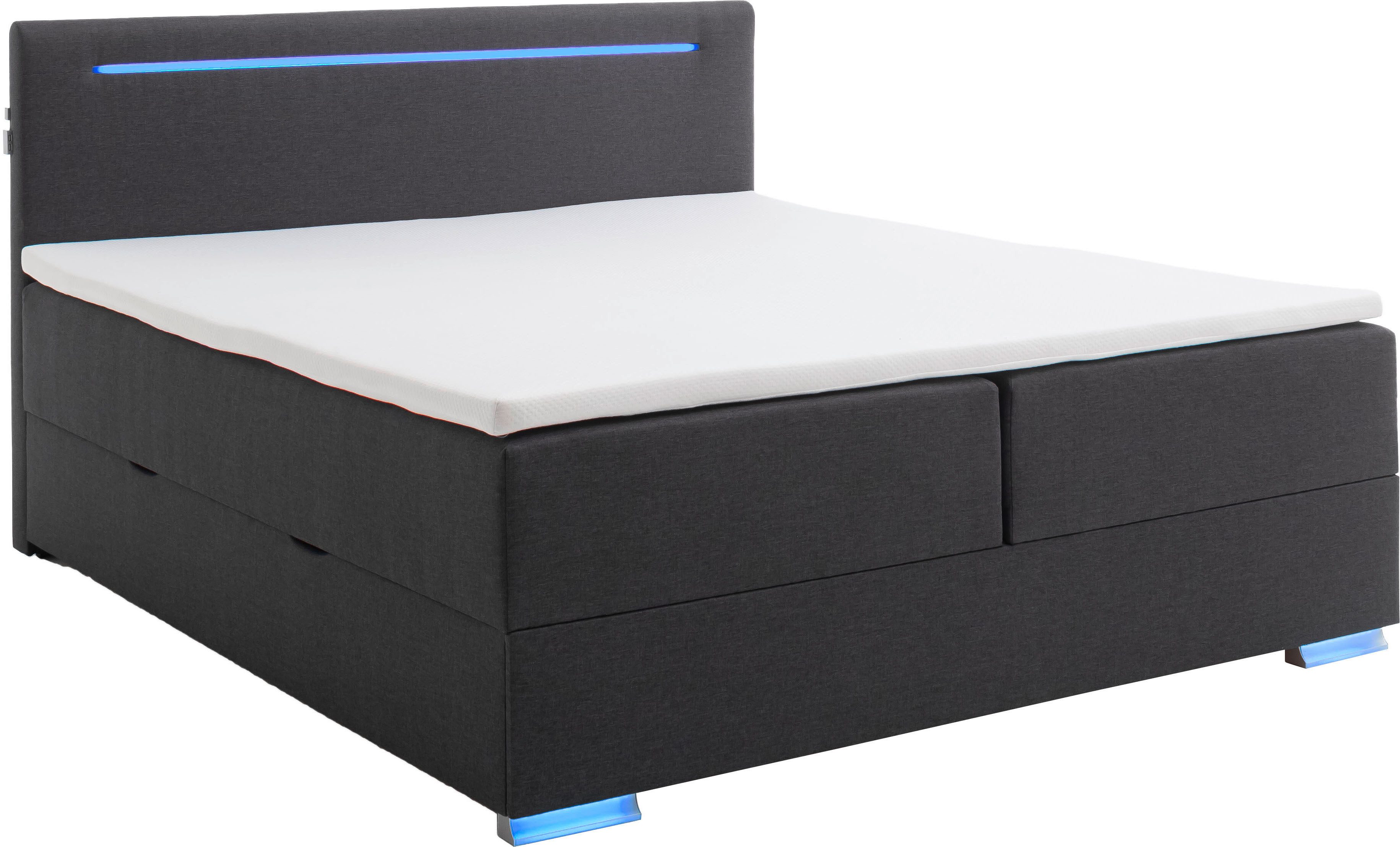 meise.möbel Boxspring Las Vegas Voeten en hoofdbord met ledverlichting, met bedkist en topmatras