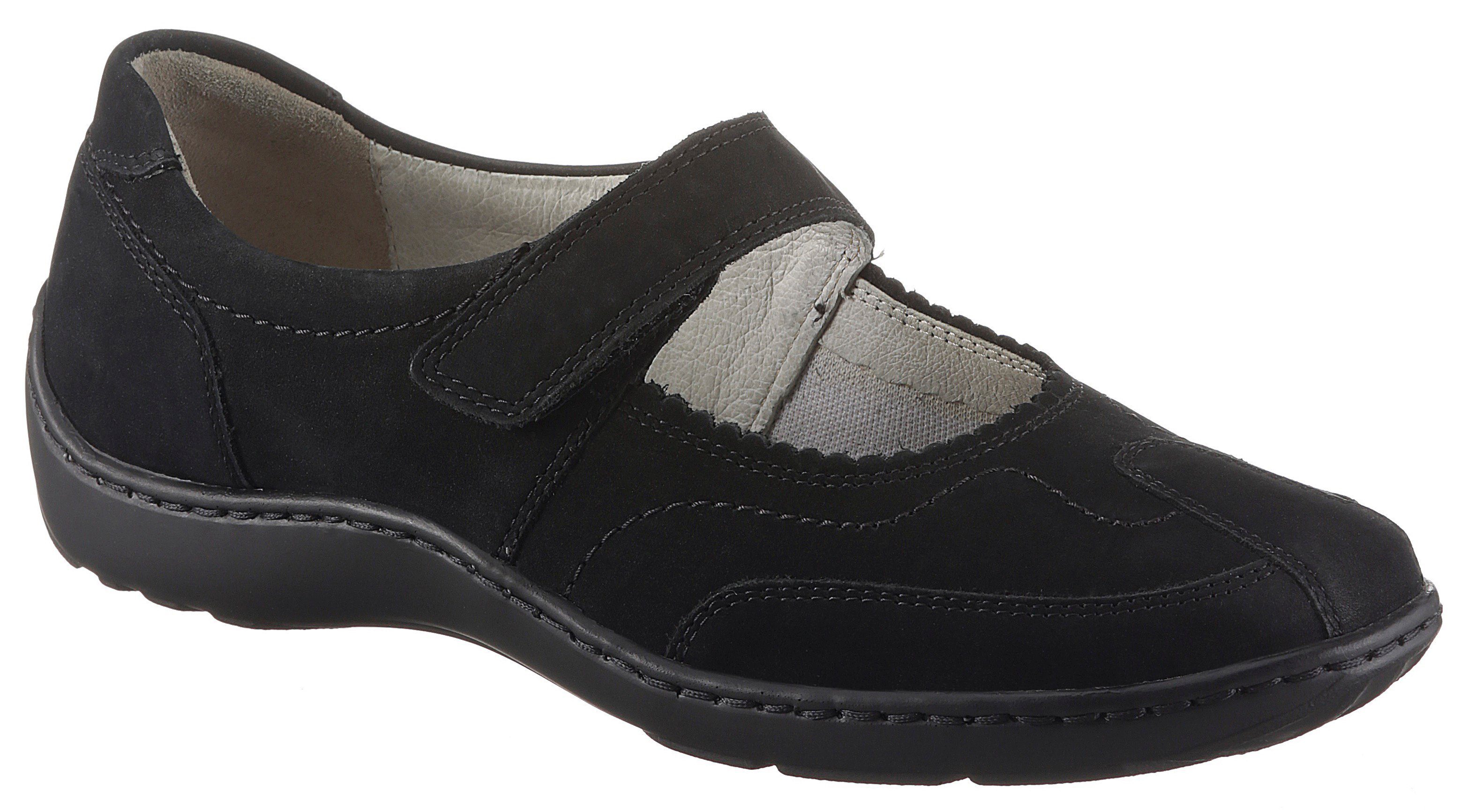Waldläufer Ballerina's met riempje Henni Slipper, comfortabele schoen, klittenbandschoen in comfortabele breedte H (=zeer wijd)