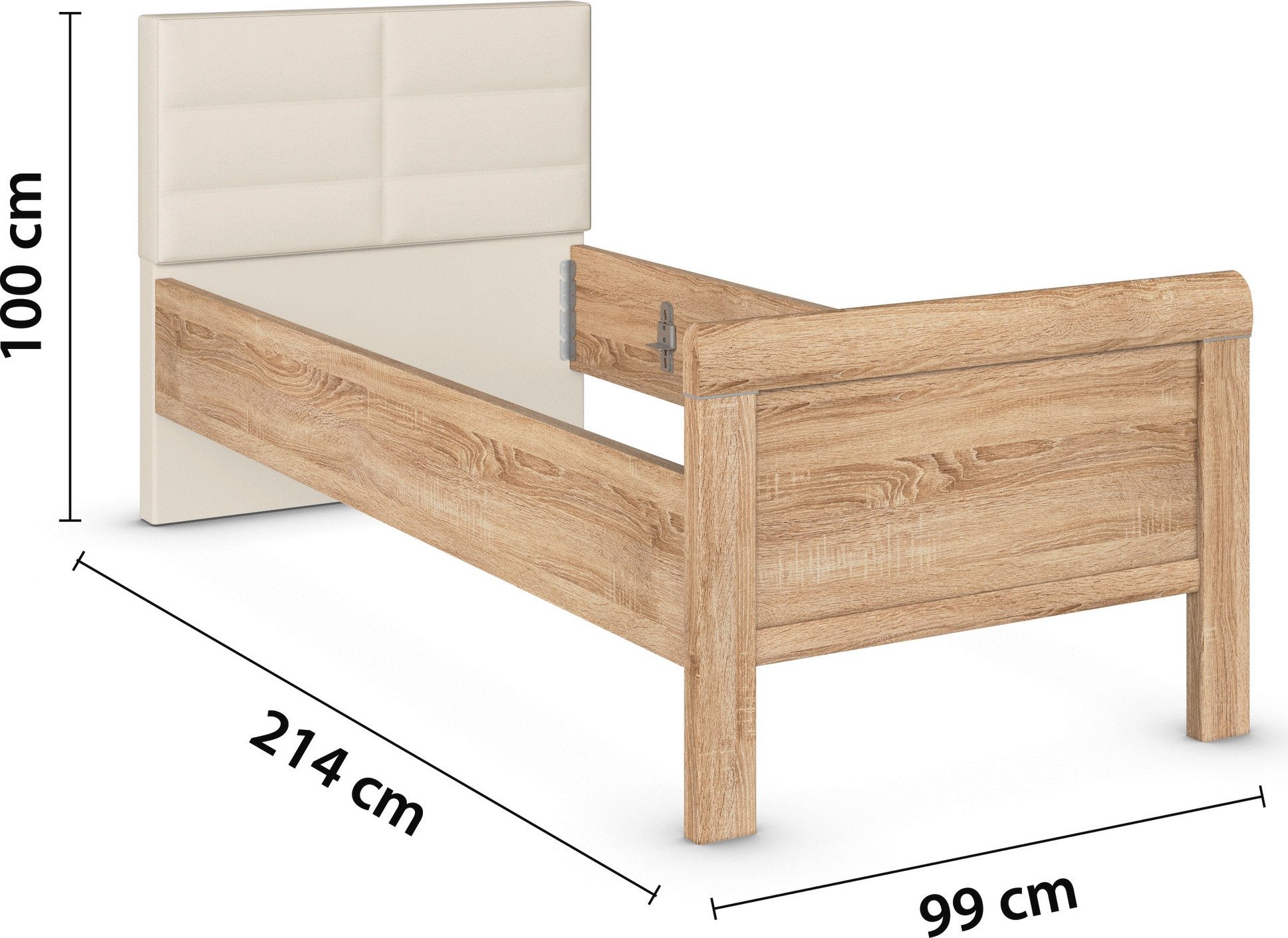 rauch Bed Eenpersoons Stollenbed EVELYN in comfortabele hoogte met gestoffeerd hoofdeinde in elegante stijl made in germany