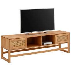 home affaire tv-meubel jolene met rotan-vlechtwerk op de deurfronten, van massief hout, in twee verschillende kleurvarianten bruin