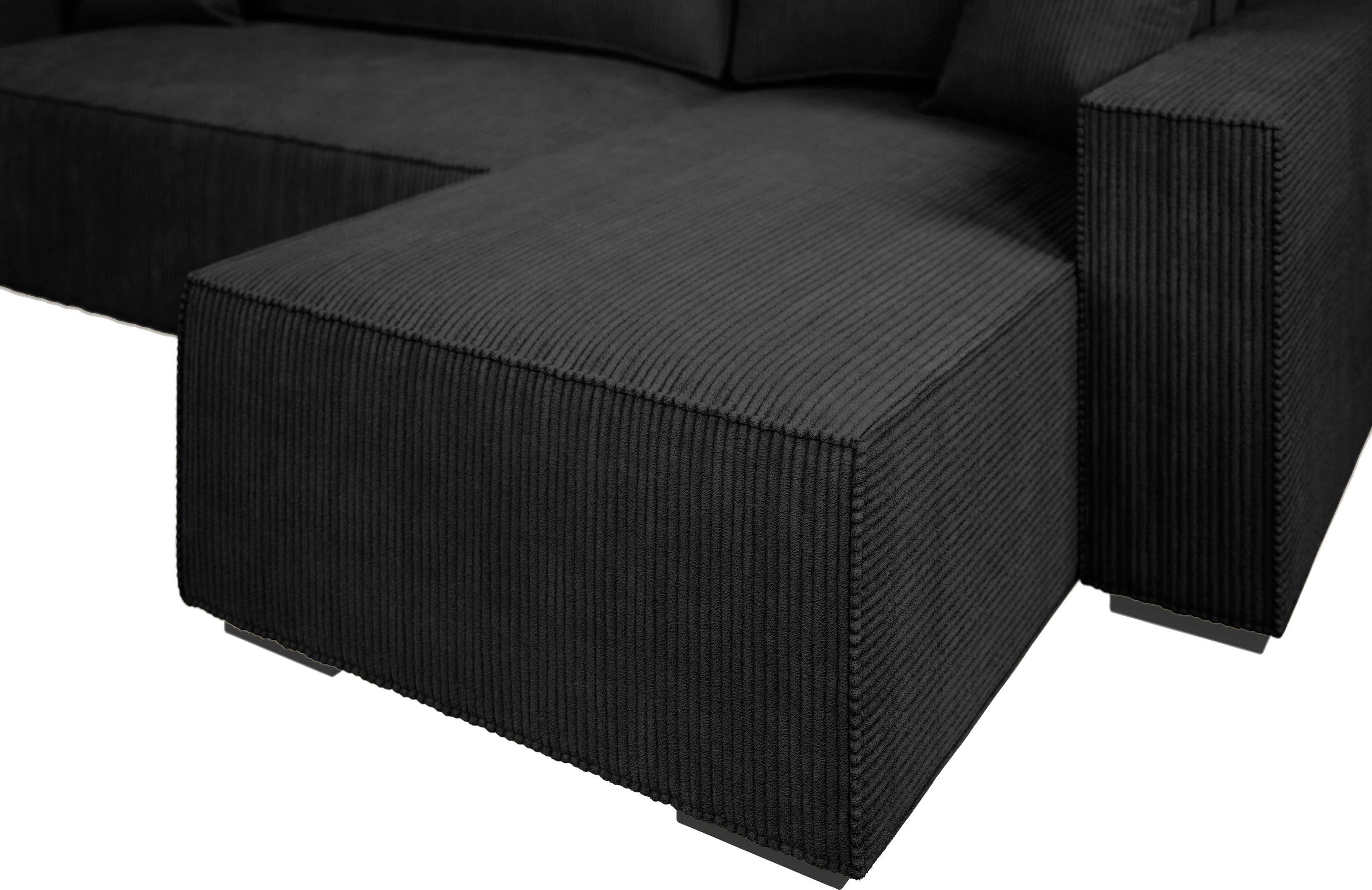 INOSIGN Hoekbank Winton ribfluwelen bank/slaapbank 253 cm Ribfluweel, omkeerbare recamiere, slaapfunctie (130/208 cm), bedbox