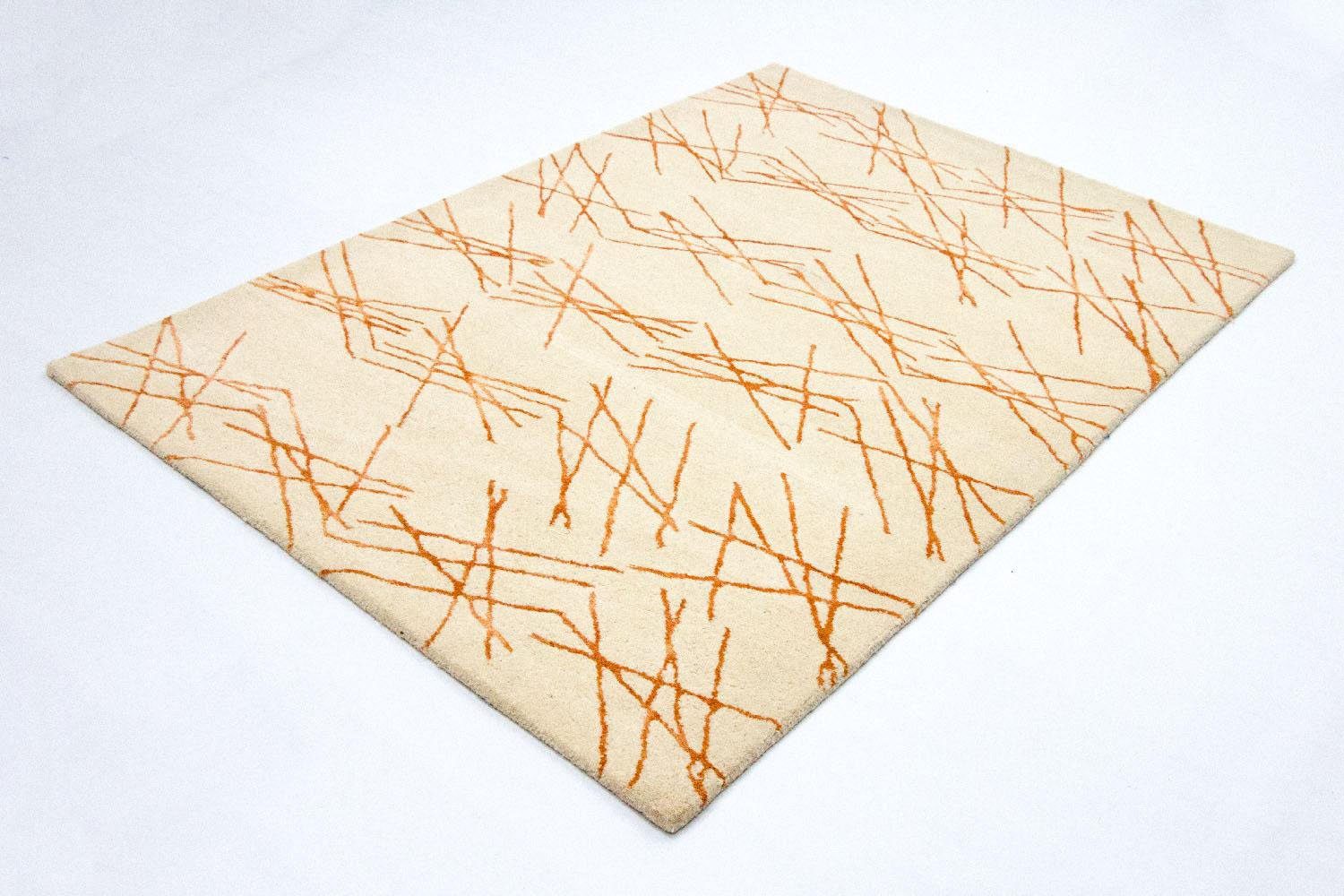 morgenland Wollen kleed Design-vloerkleed handgetuft beige