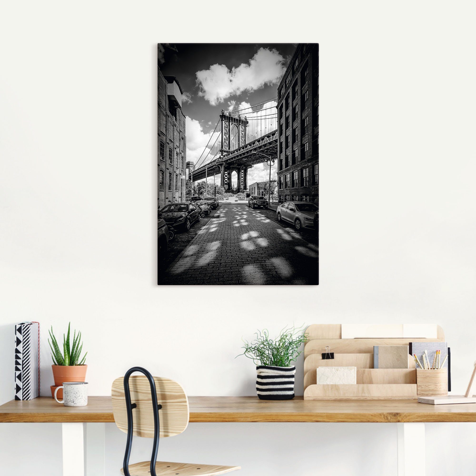 Artland Artprint Manhattan Bridge in Brooklyn, New York als artprint op linnen, poster in verschillende formaten maten