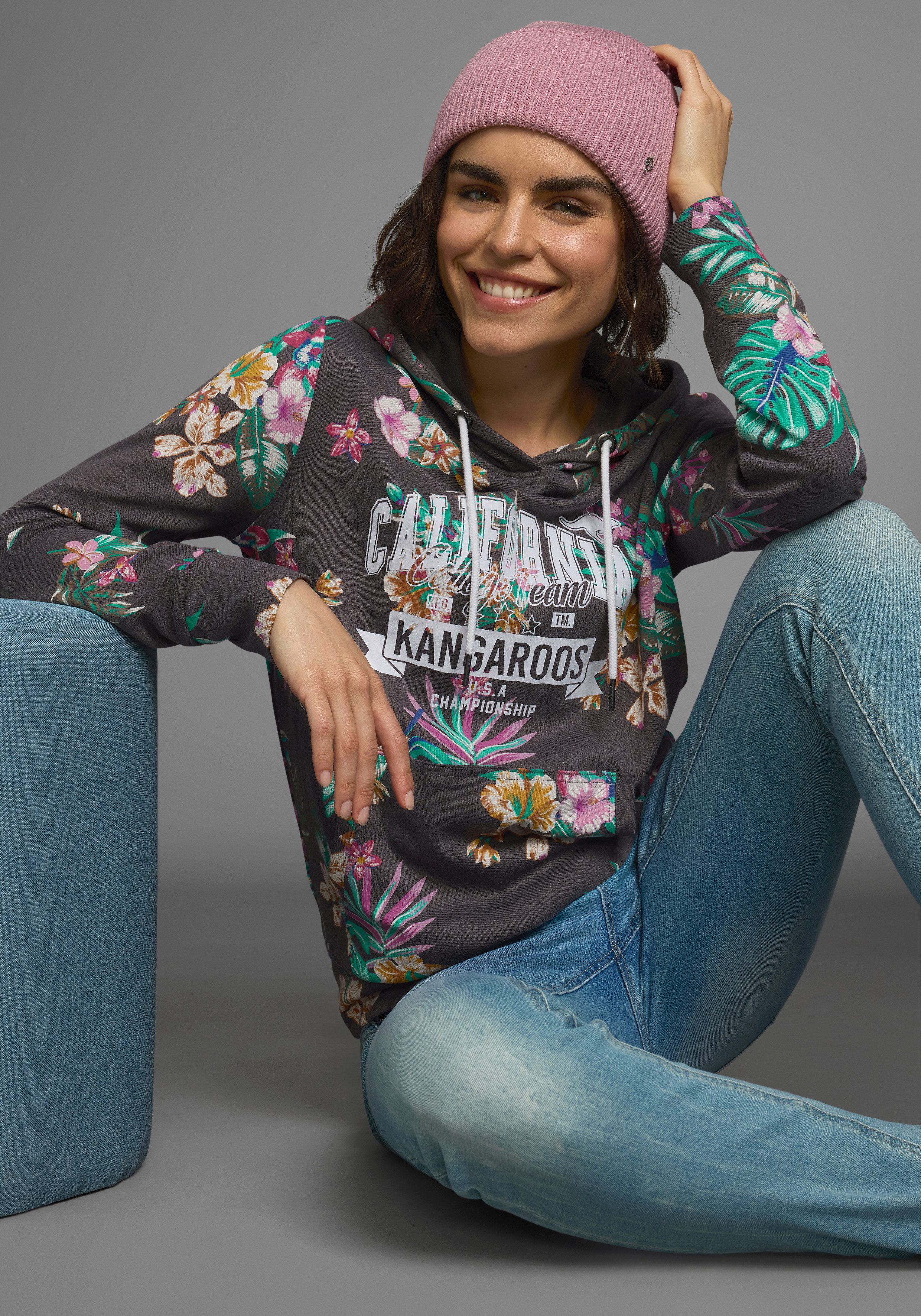 KangaROOS Hoodie Lange mouwen, figuurvolgende snit, van interlockmateriaal