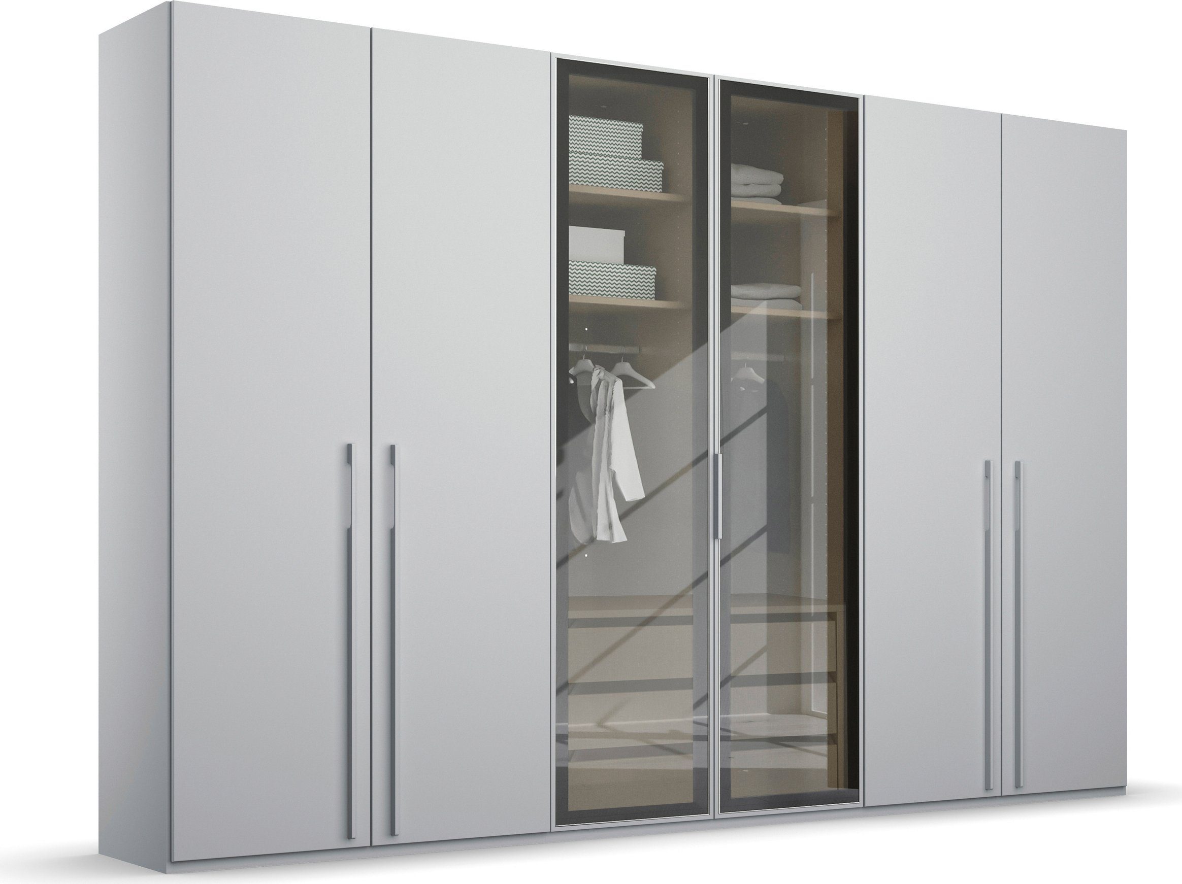rauch Draaideurkast Kledingkast kast garderobe SKAT SHINE met hoogwaardige, transparant grijs glas inclusief uitgebreid toebehoren made in germany
