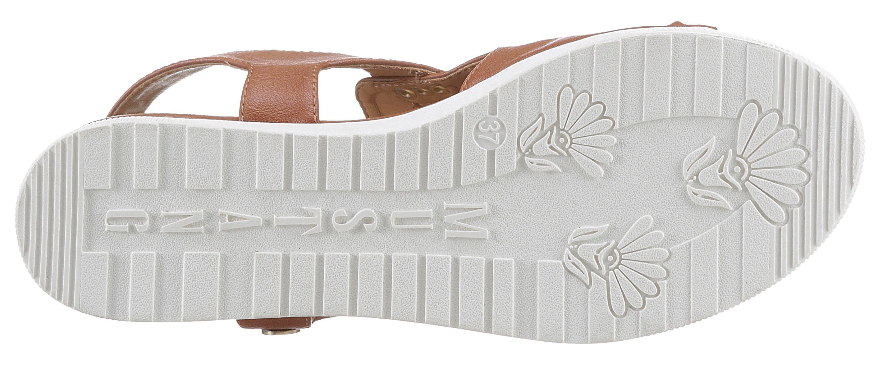 Mustang Shoes Sleehaksandaaltjes zomerschoen, sandaal, sleehak, met klittenbandjes