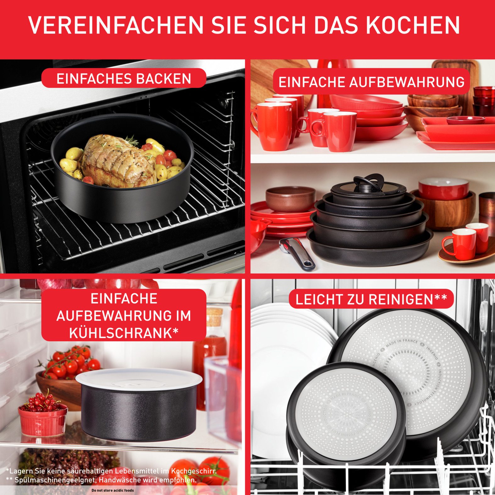 Tefal Pannenset Ingenio Unlimited L76391 opvouwbaar, ruimtebesparend, titanium 6x anti-aanbakcoating (set, 4-delig)