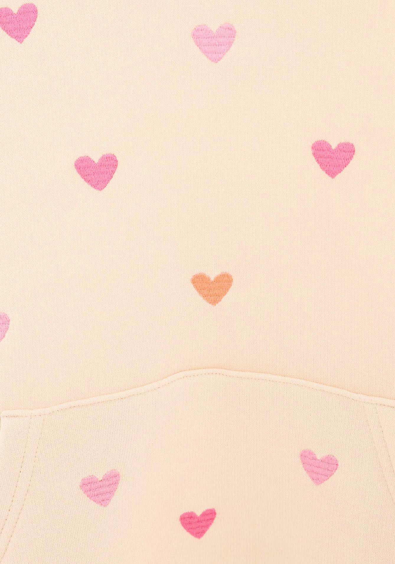 Zwillingsherz Hoodie Hearts Kids met geborduurde harten allover voor meisjes