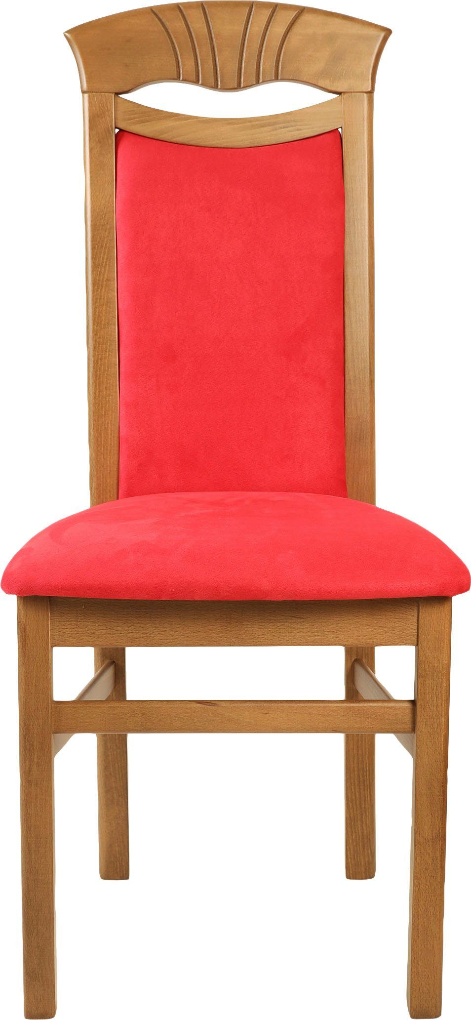 Home affaire Eetkamerstoel Franz slijtvast microvezel, onderstel beuken naturel of wit, houten stoel (set, 2 stuks)