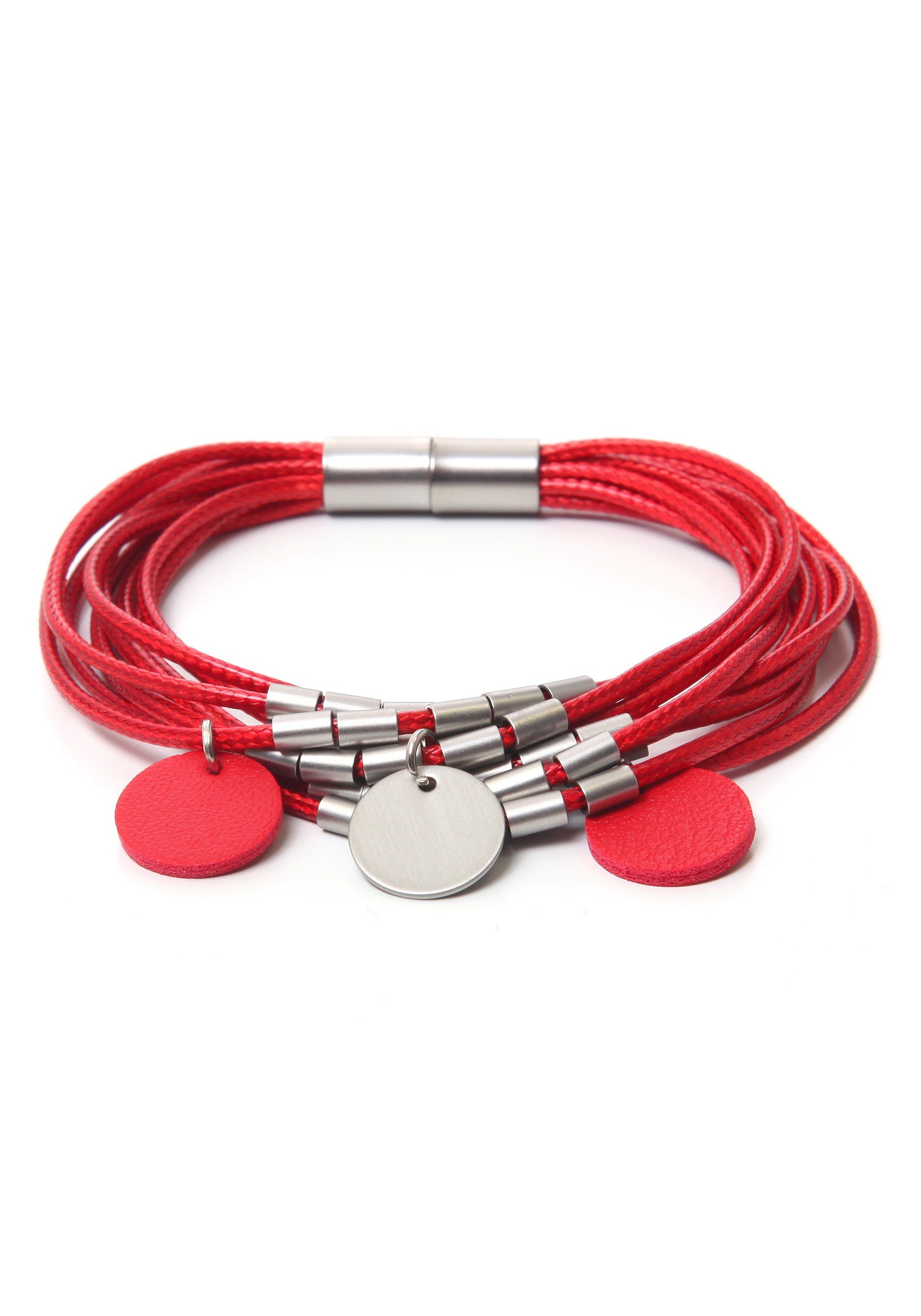 NU 20% KORTING: J JAYZ armband rot, rund, bicolor, mehrreihig