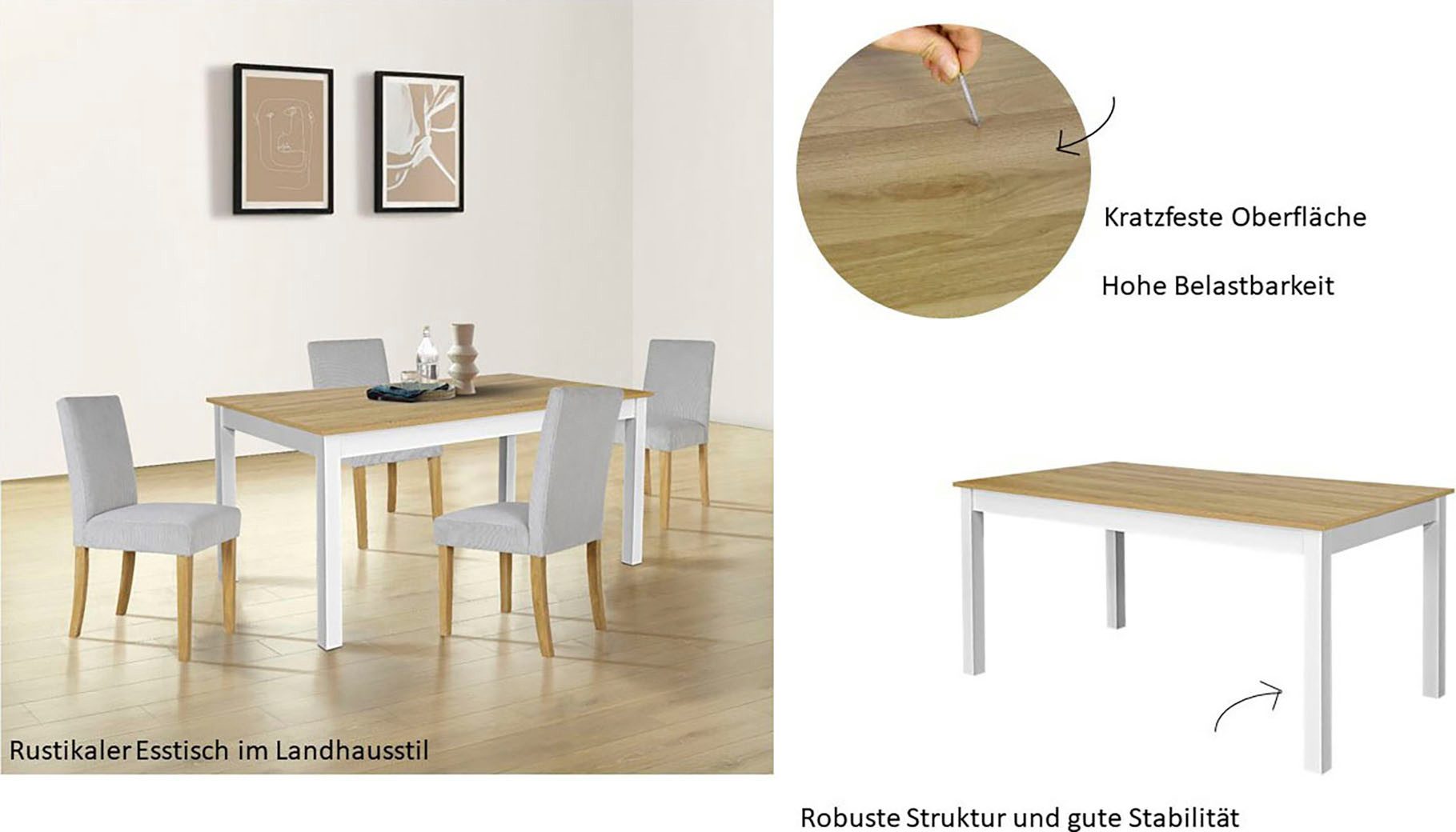 Eettafel Olst, OTTO's Choice in landhuisstijl met onderhoudsvriendelijke oppervlakte, verschillende maten