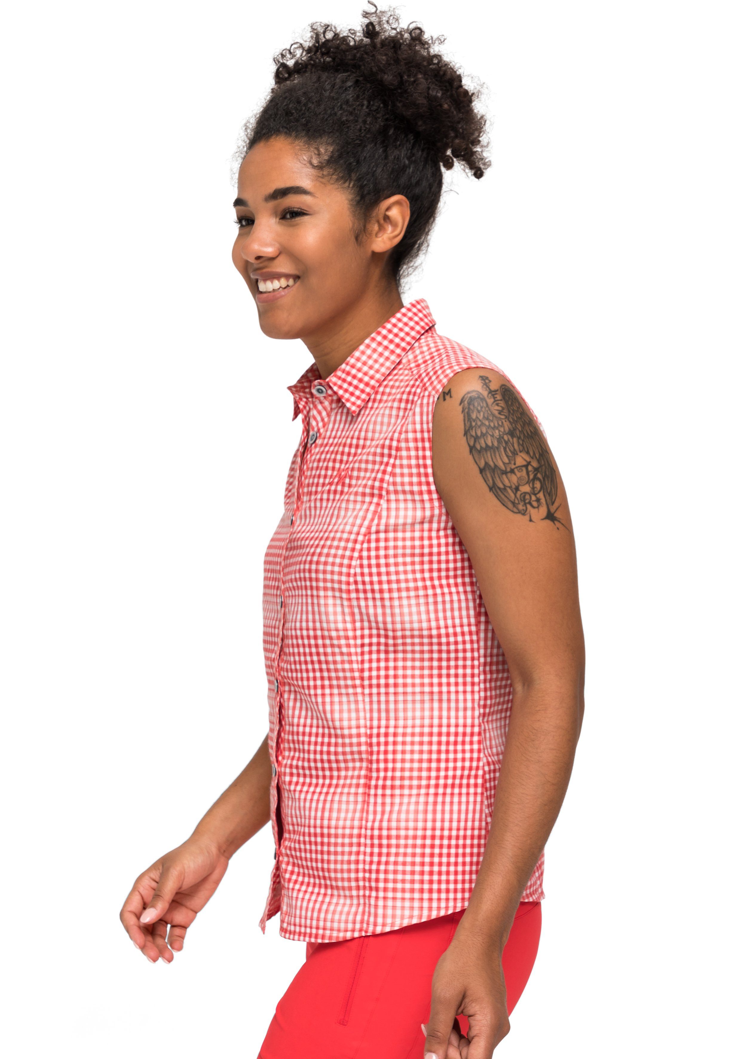 Maier Sports Functionele blouse Paloma Geruite, mouwloze blouse voor wandelen, reizen en vrije tijd