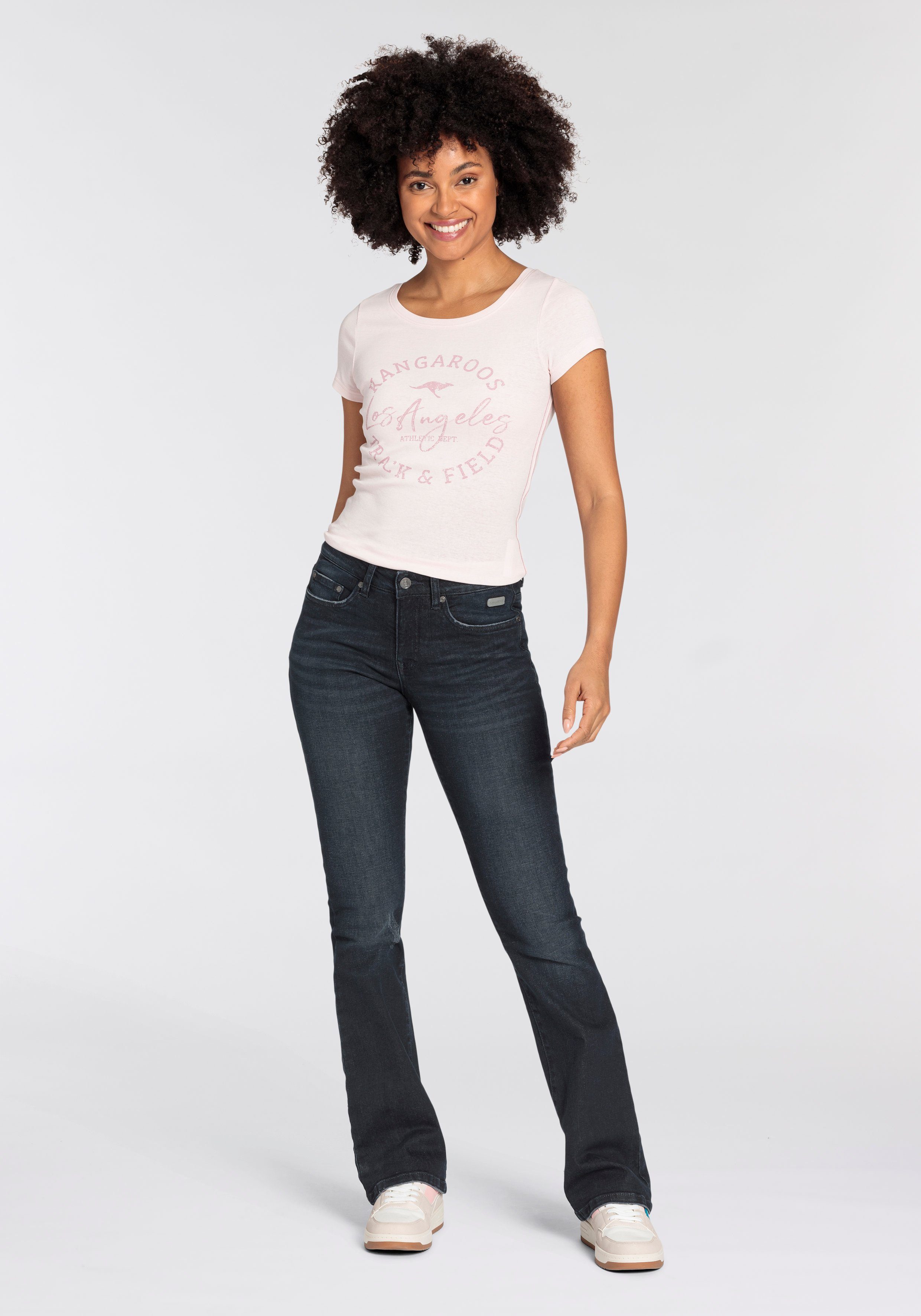 KangaROOS 5-pocket jeans uitlopende pijp, used-wassing, normale taillehoogte