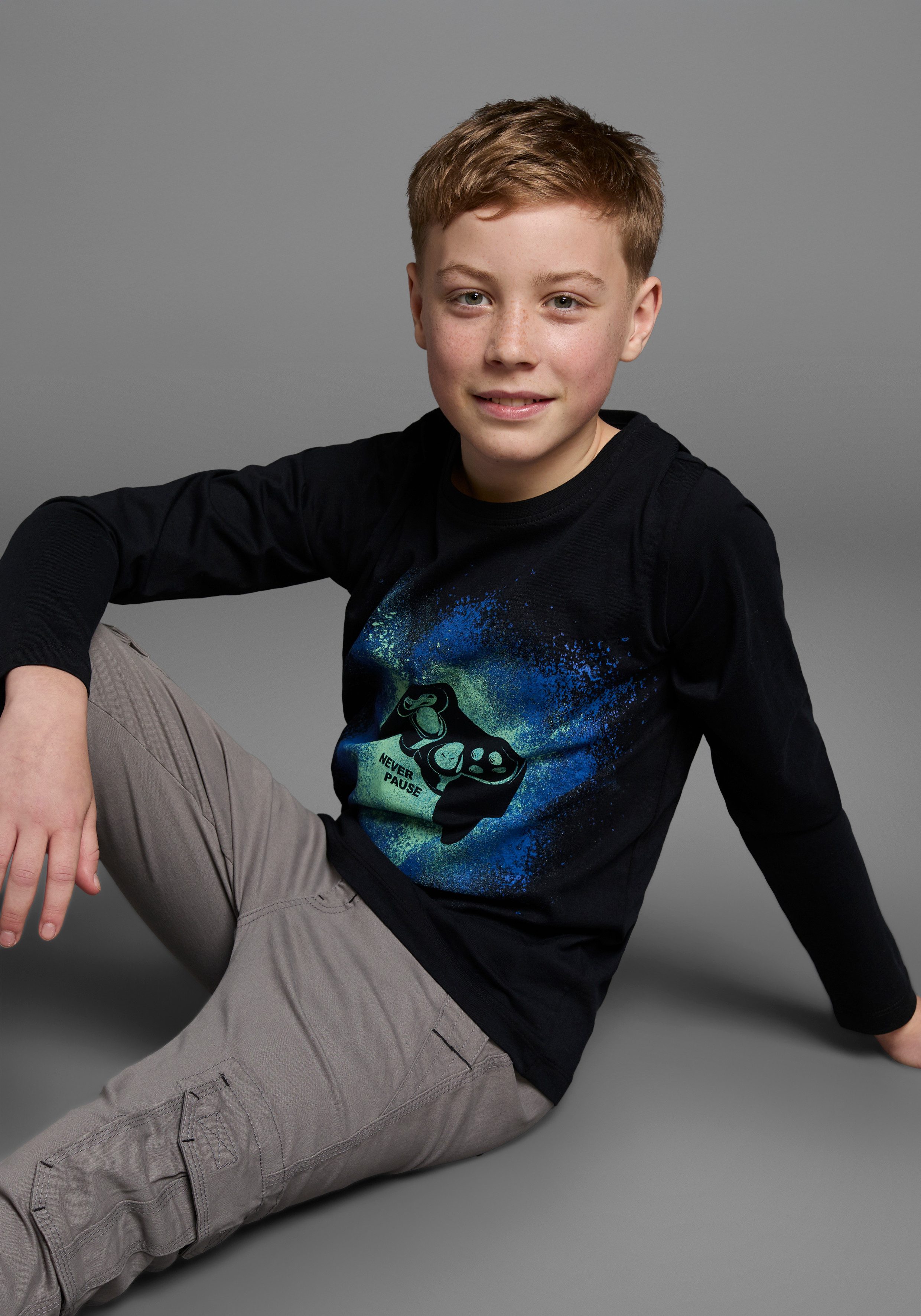 KIDSWORLD Shirt met lange mouwen Gamer Langarm, basic pasvorm, met trendy opdruk