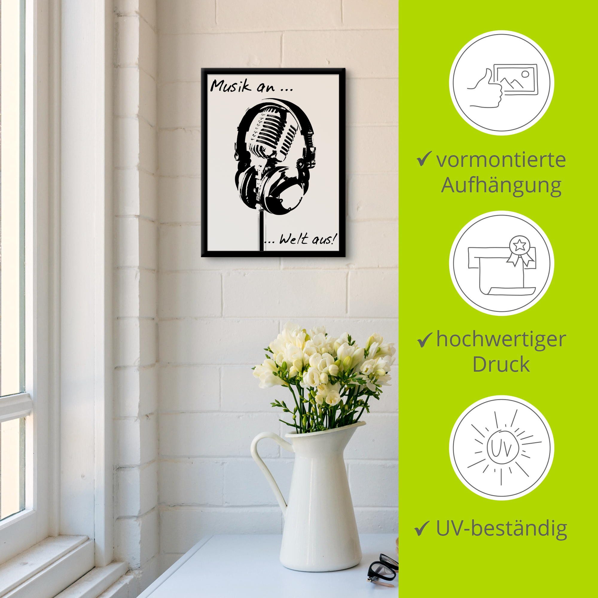Artland Artprint Muziek aan, wereld uit