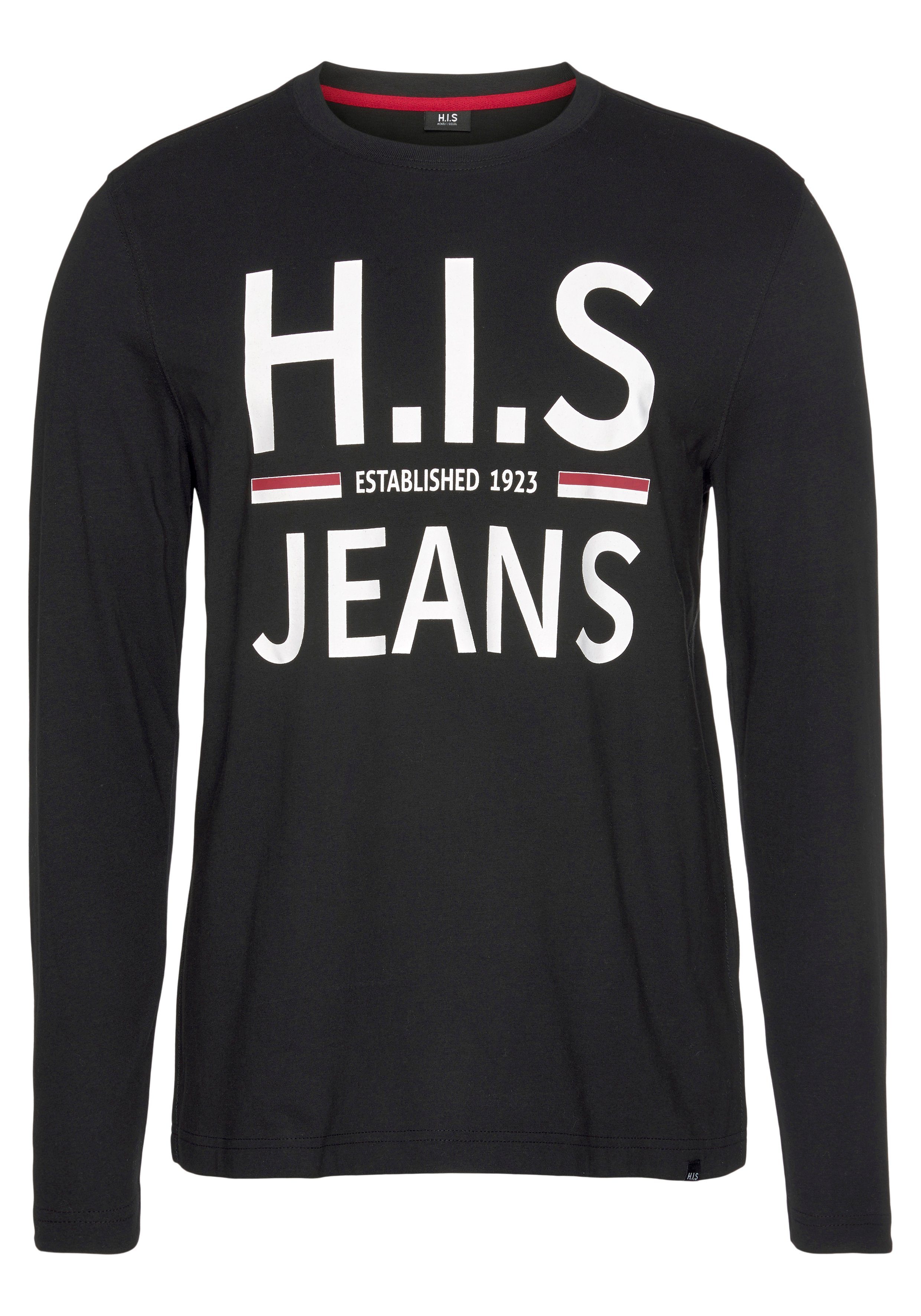 H.I.S Shirt met lange mouwen Lange mouwen, smalle basic-snit, bedrukt ontwerp
