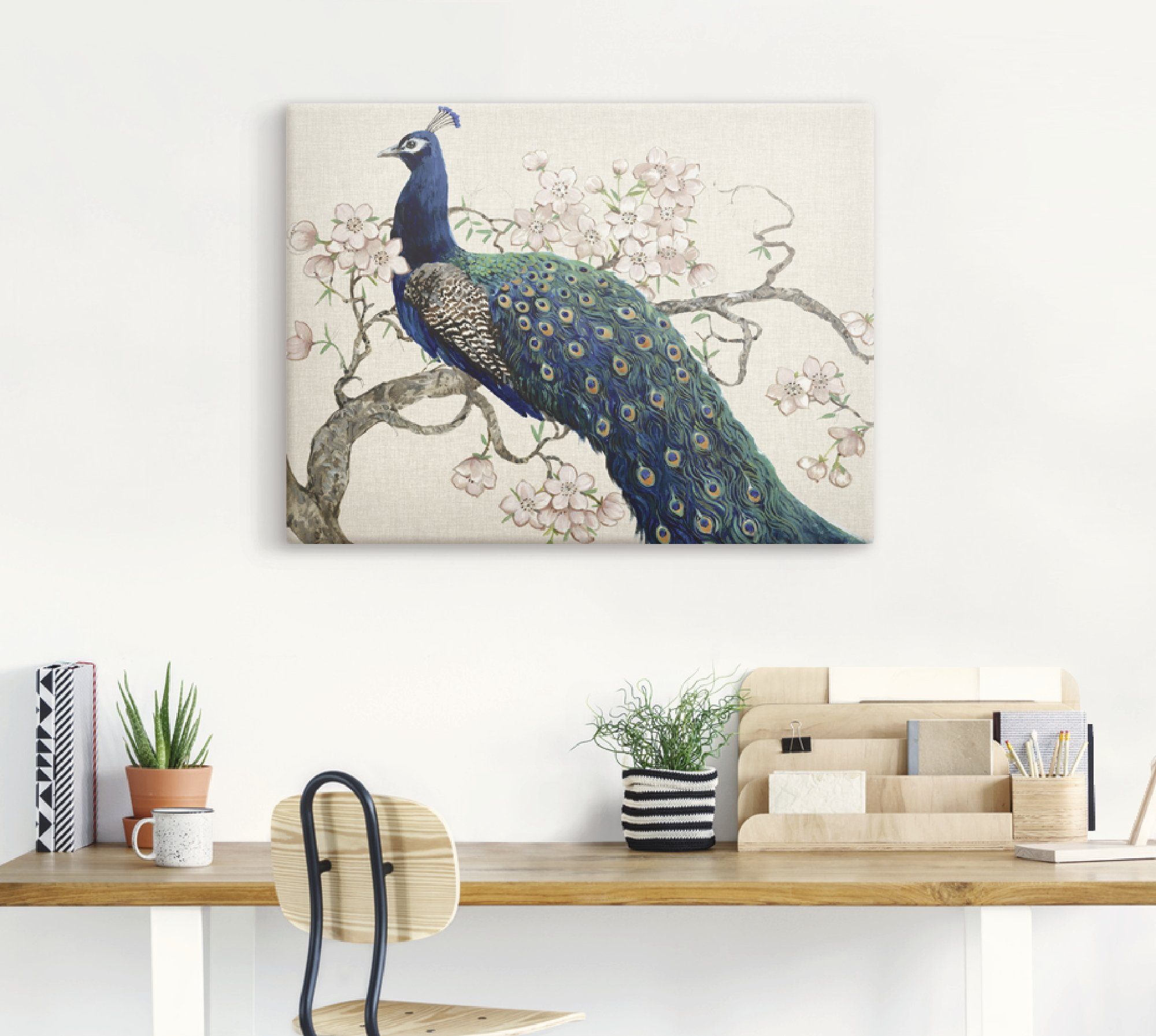 Artland Artprint Pauw & bloemen II als artprint van aluminium, artprint voor buiten, artprint op linnen, poster in verschillende maten. maten