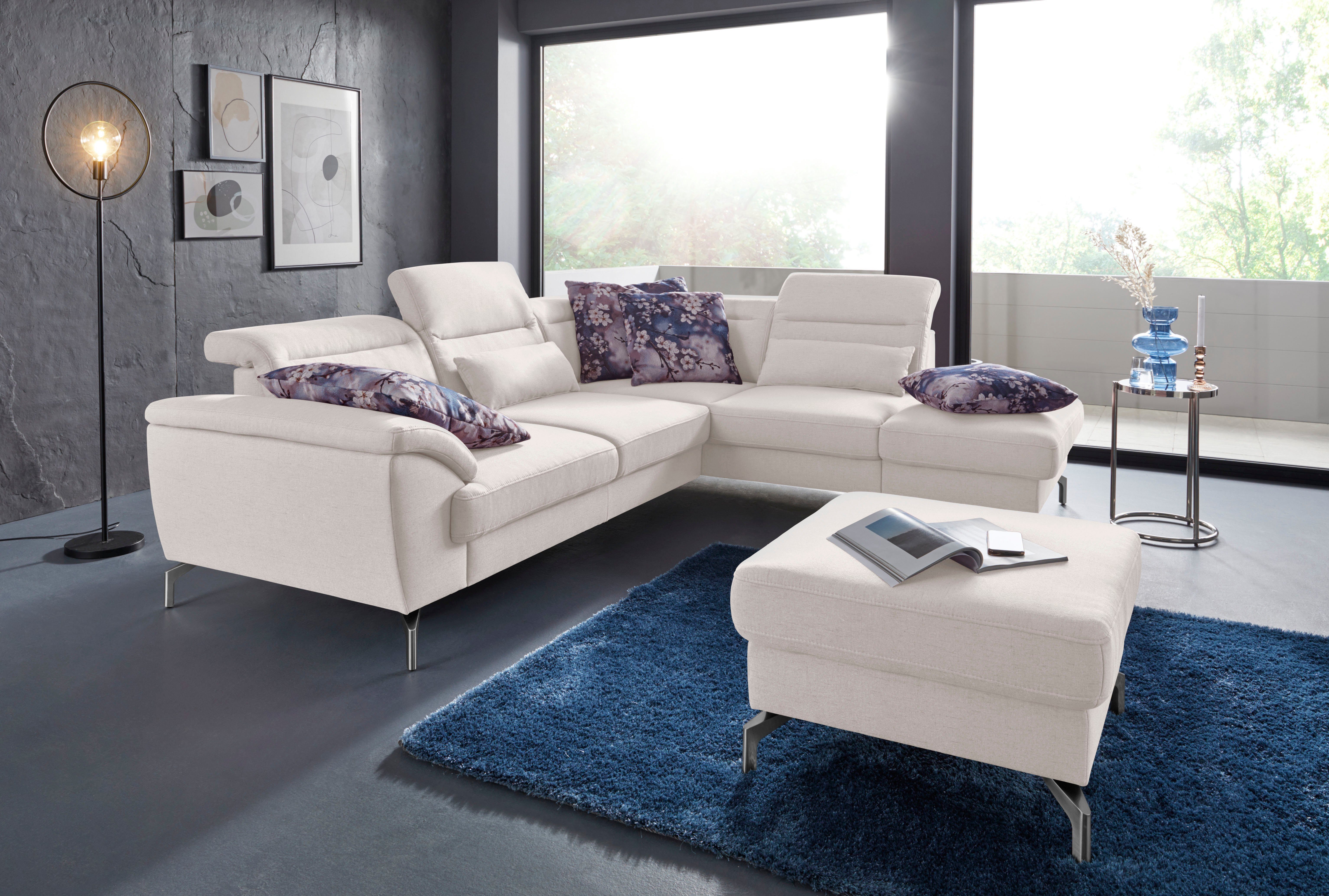 sit&more Hoekbank Percy L-vorm 15 cm poothoogte, zitdiepteverstelling, naar keuze in 2 pootkleuren