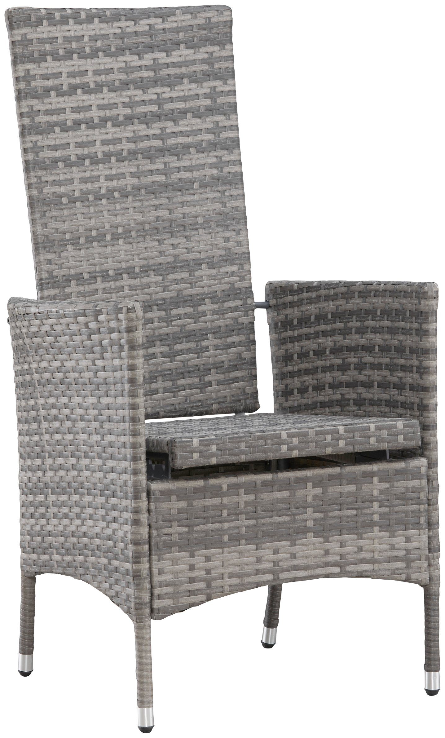 KONIFERA Tuin-eethoek Parla 2 van de 6 stoelen zijn verstelbaar, grijs, tafelblad van veiligheidsglas (set, 21-delig)