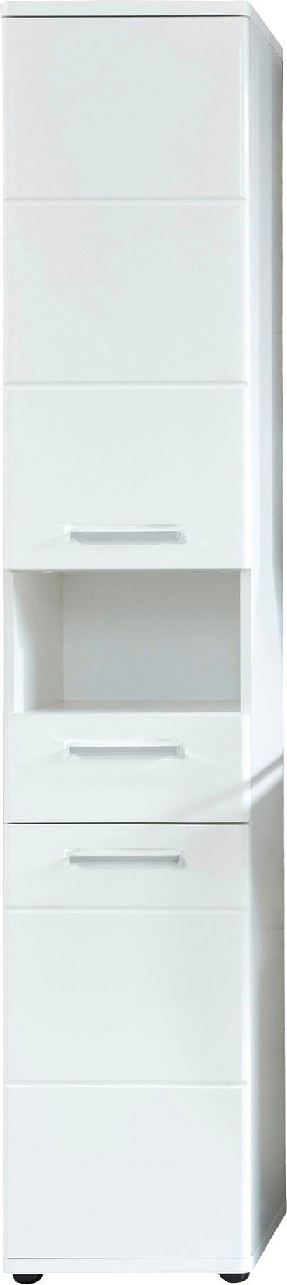 welltime Hoge kast Mora Witte badkamerkast met lade en 2 deuren - (B/D/H) 37/34/189 cm